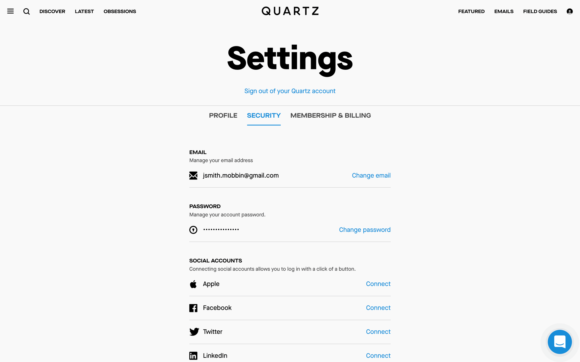 Quartz Web News interface screenshot 2