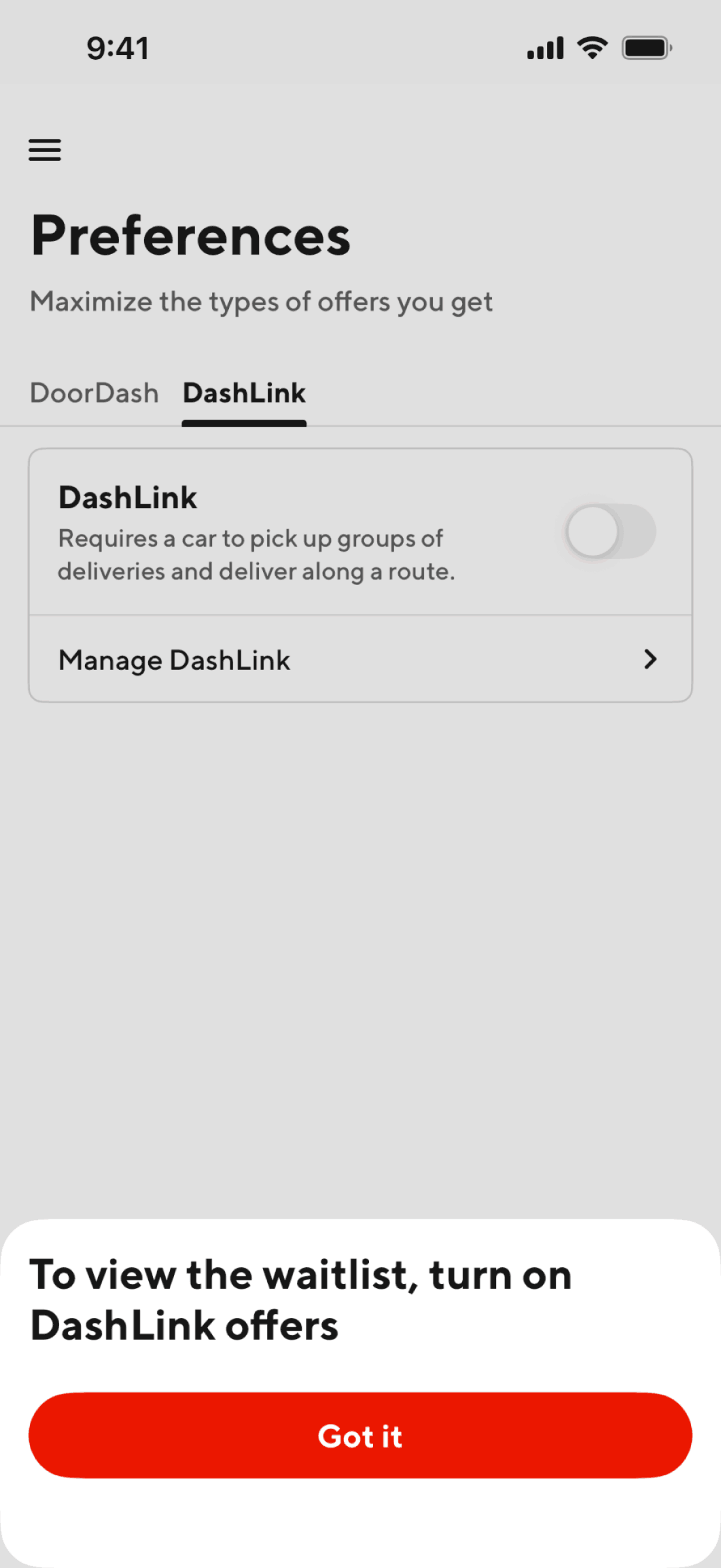 DoorDash Dasher iOS Business interface screenshot 20