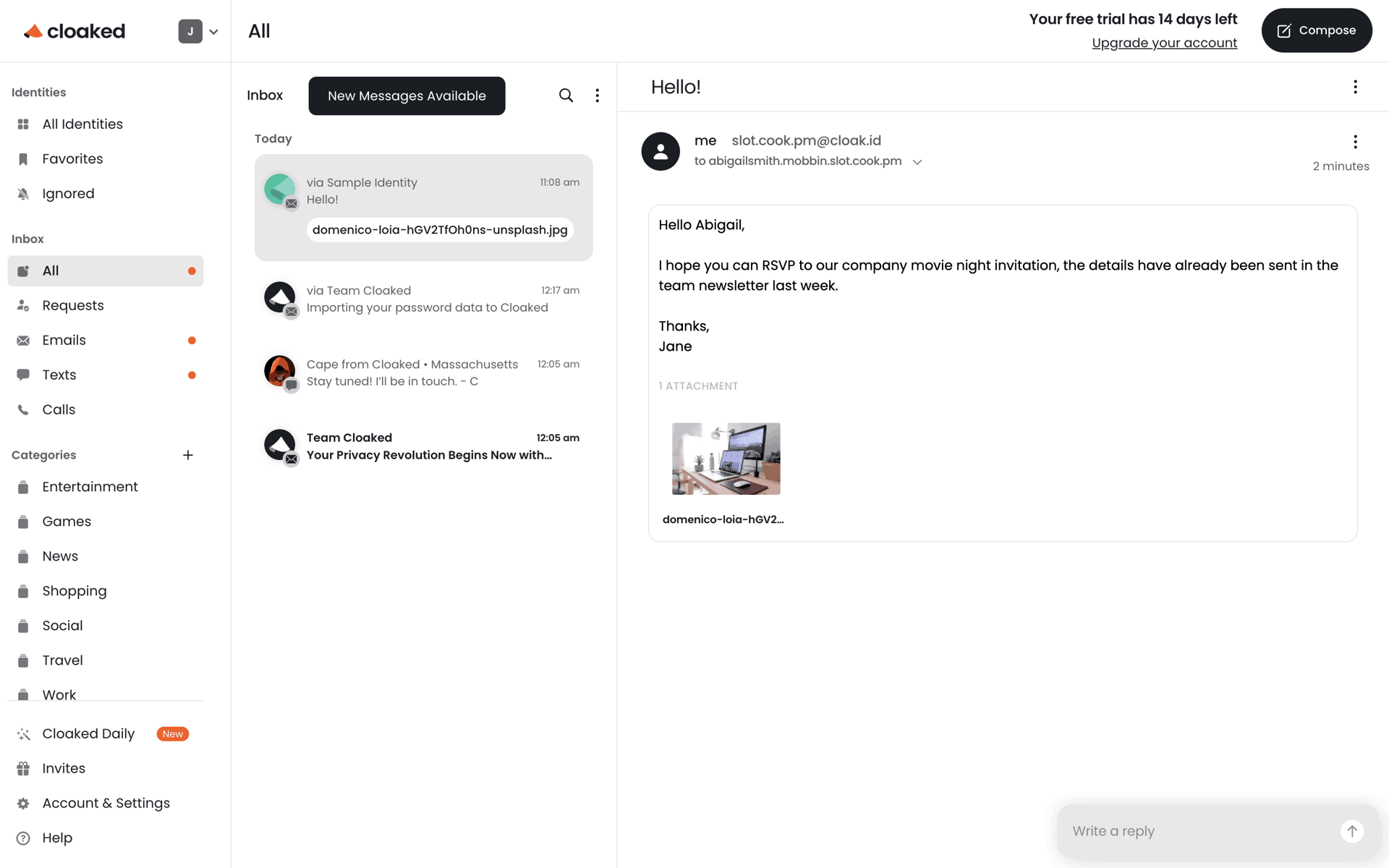 Cloaked Web Productivity interface screenshot 24