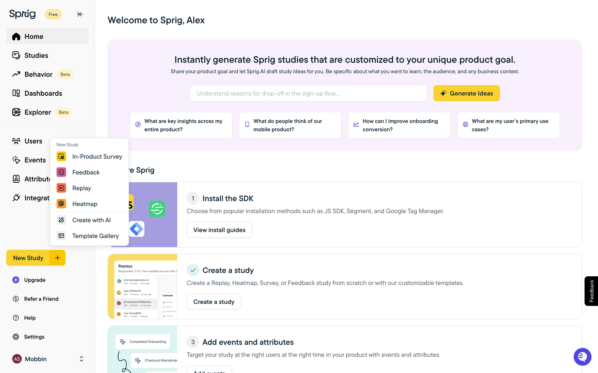 Sprig Web Business interface screenshot 13