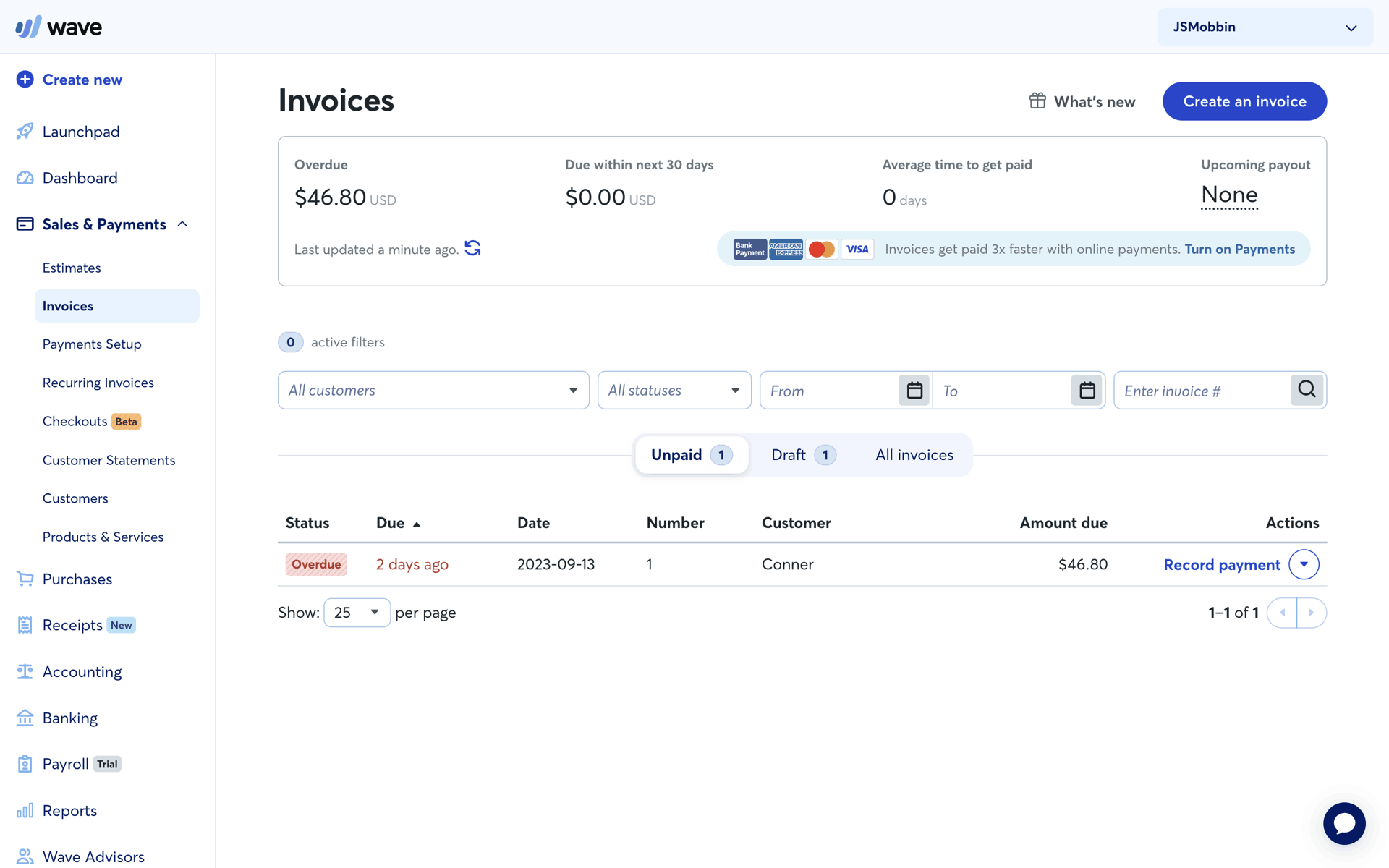 Wave Web Business interface screenshot 18