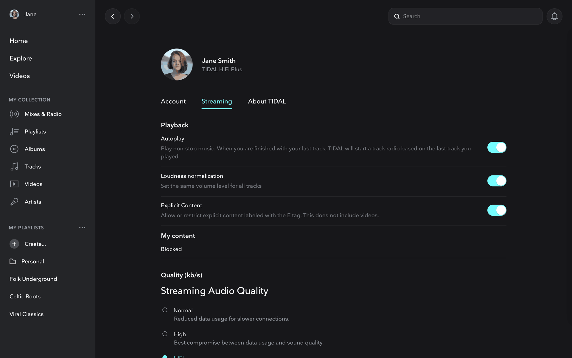 TIDAL Web Music & Audio interface screenshot 17