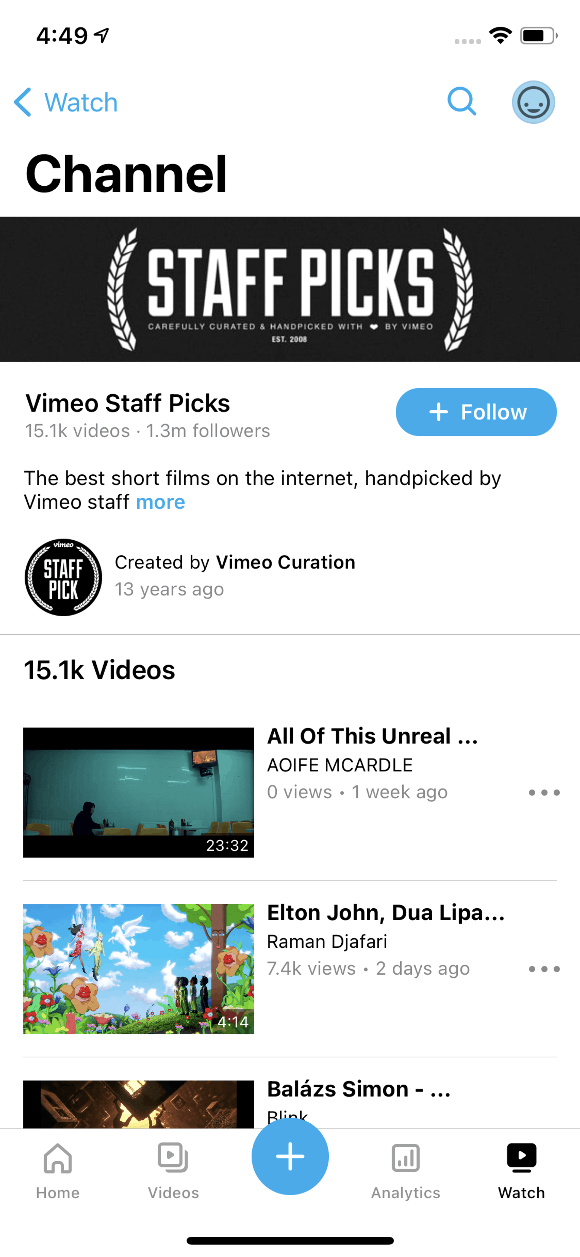 Vimeo iOS Photo & Video interface screenshot 21