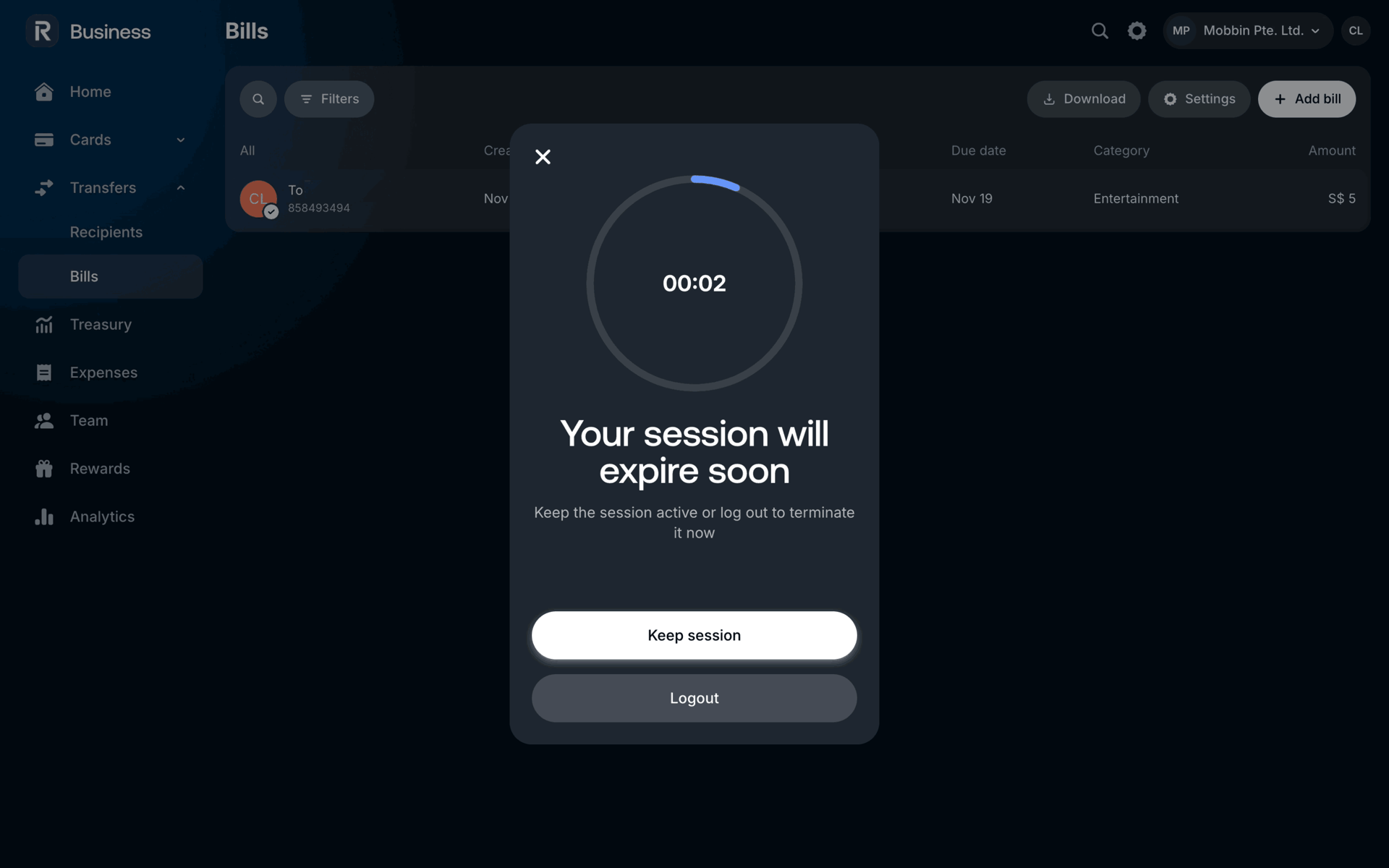 Revolut Business Web Finance interface screenshot 2