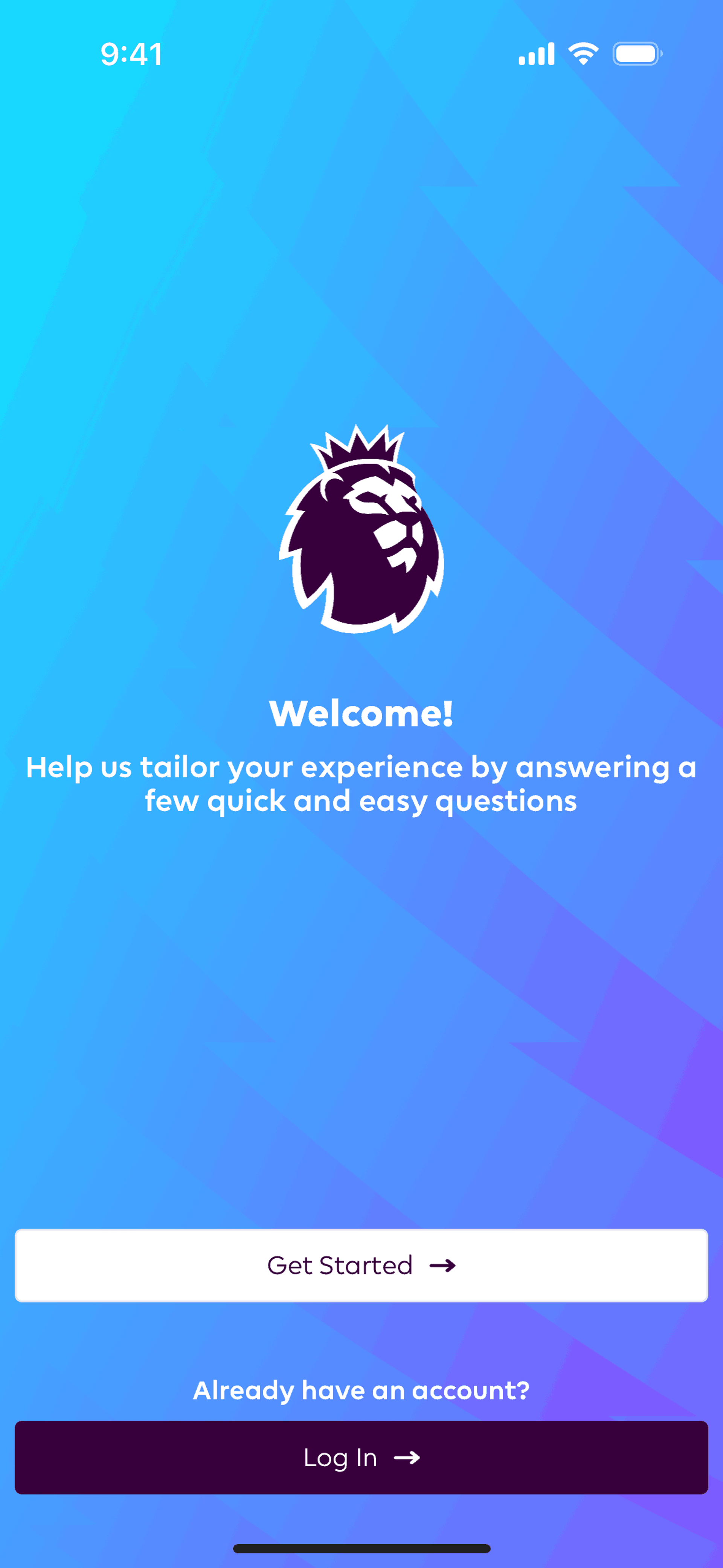 Premier League iOS Sports interface screenshot 1