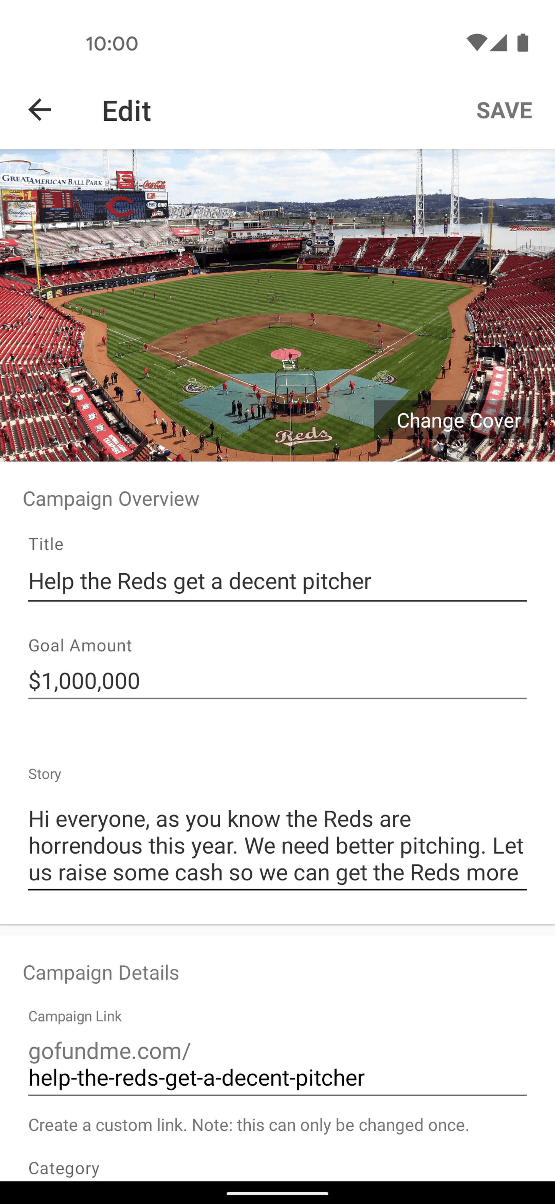 GoFundMe Android Social Networking interface screenshot 4