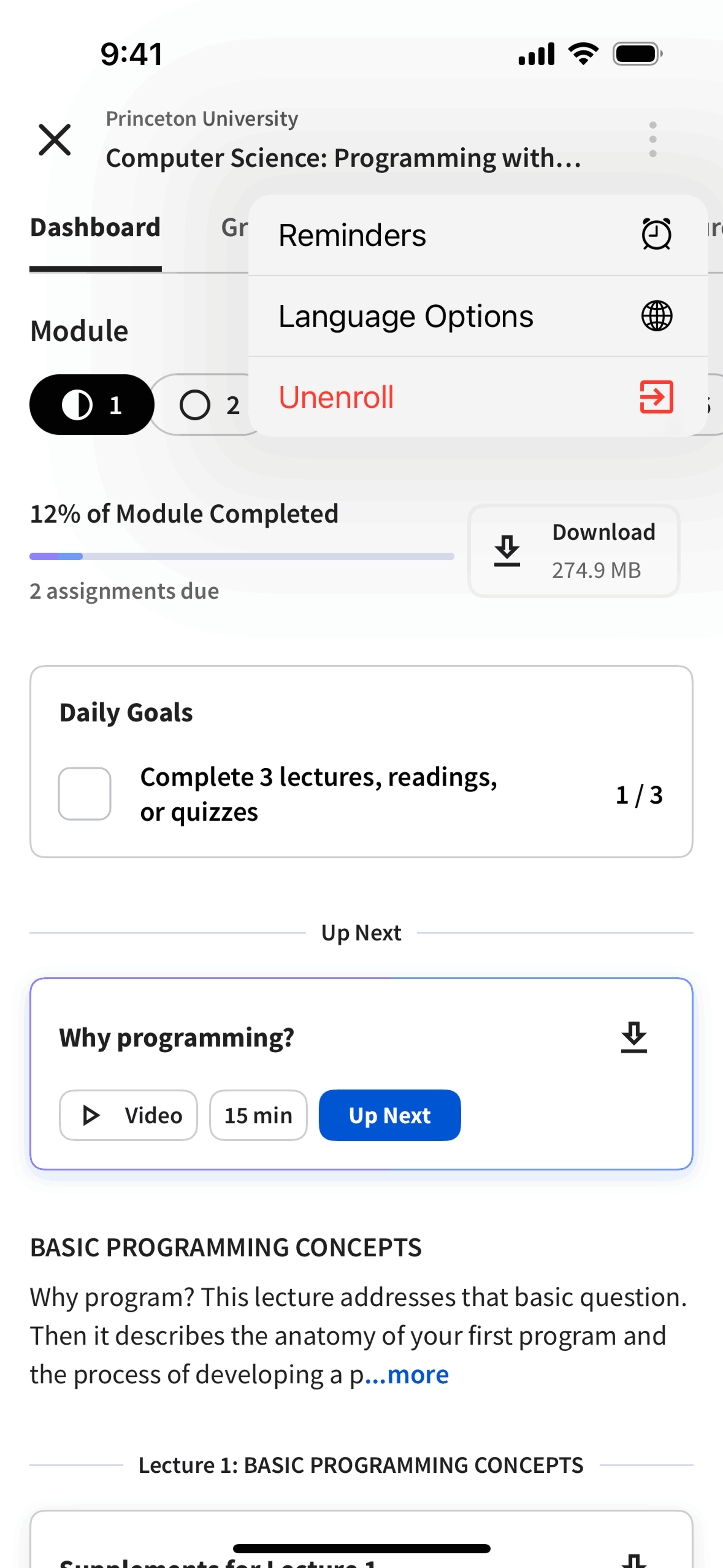Coursera iOS Education interface screenshot 21