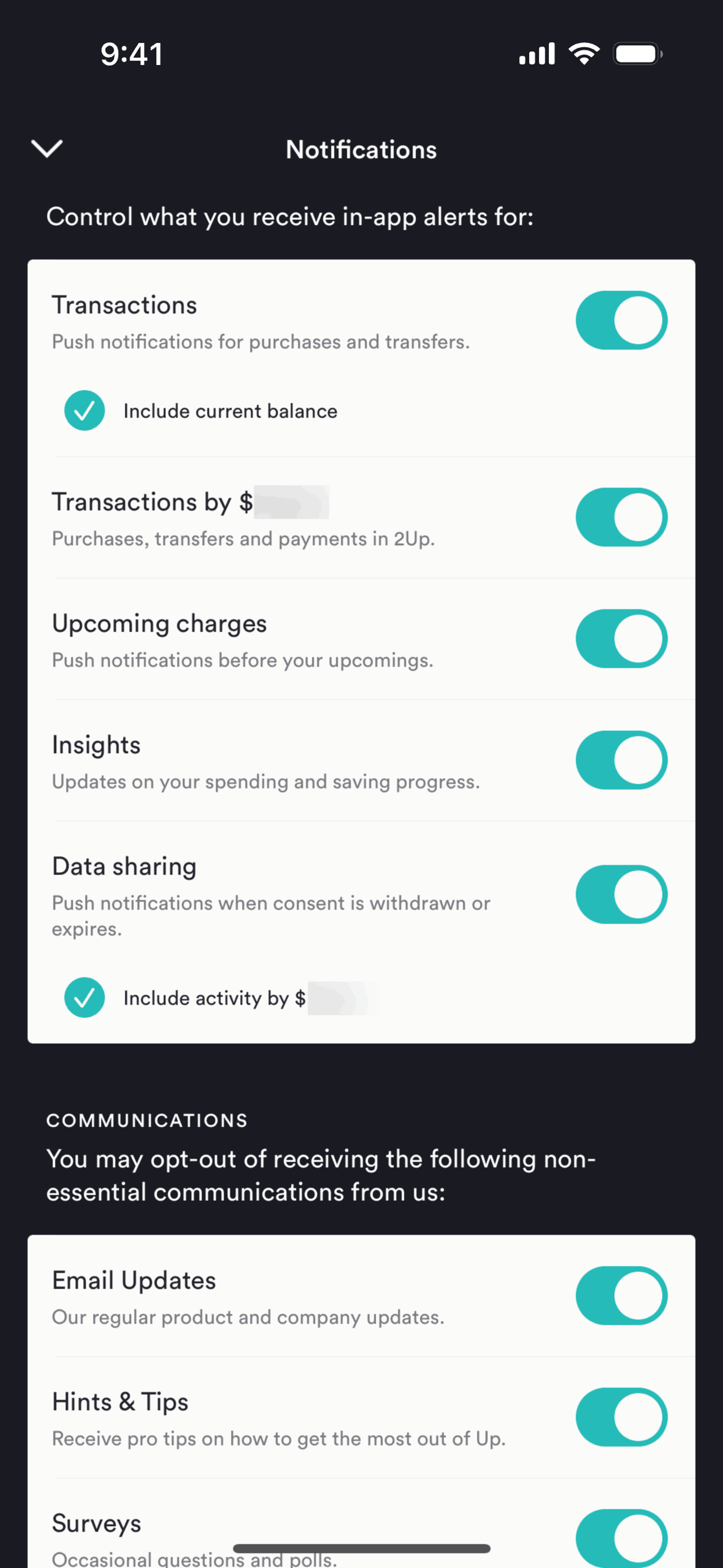 Up iOS Finance interface screenshot 23
