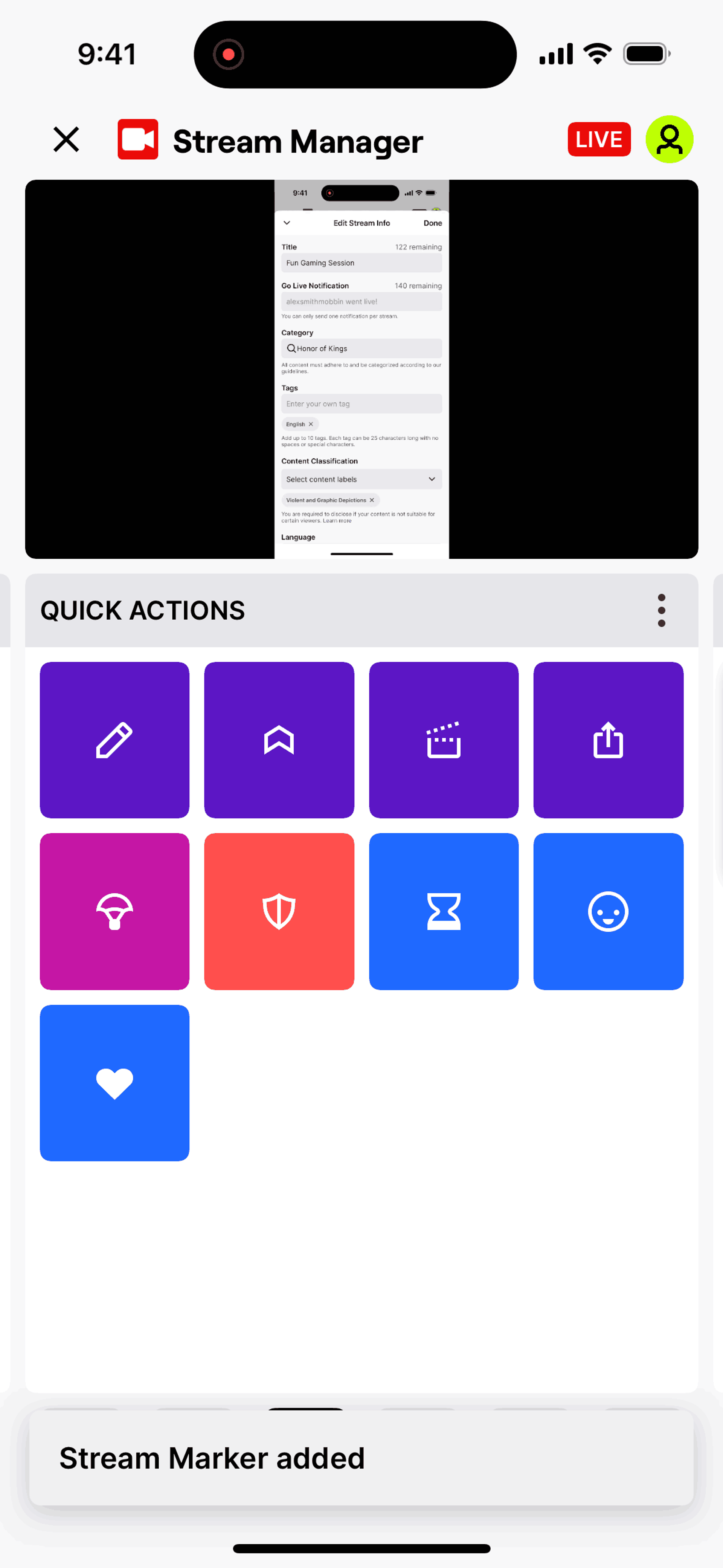Twitch iOS Photo & Video interface screenshot 6