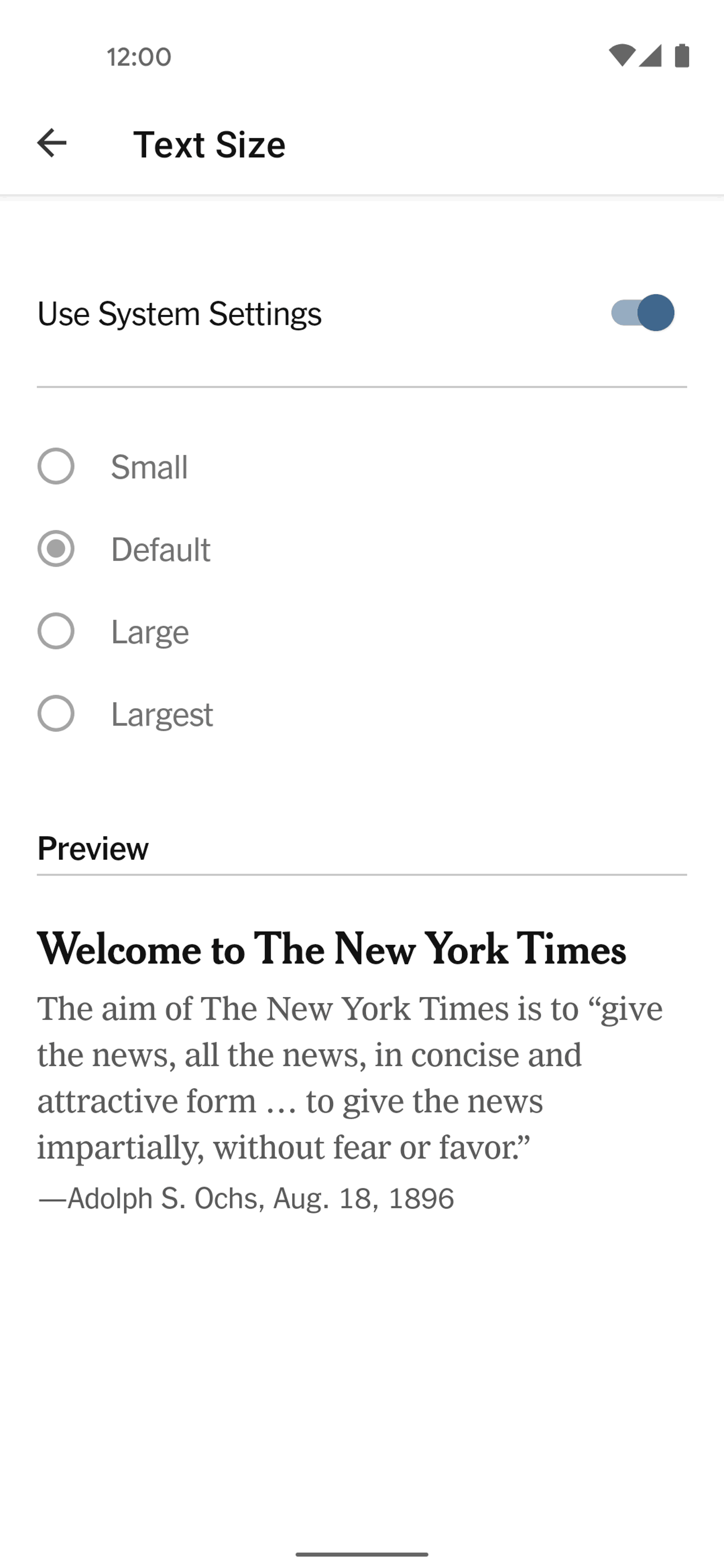 The New York Times Android News interface screenshot 4