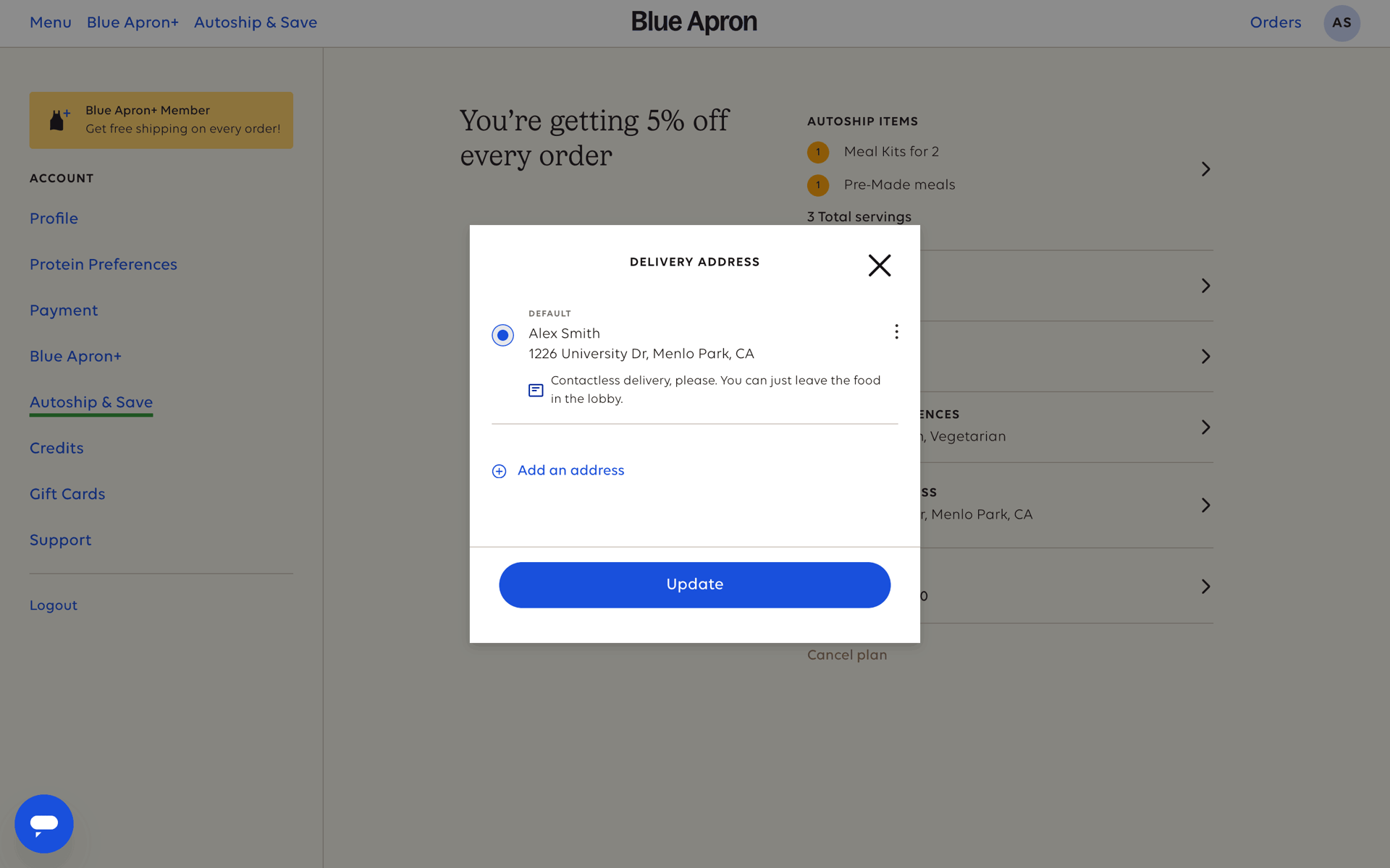 Blue Apron Web Shopping interface screenshot 20