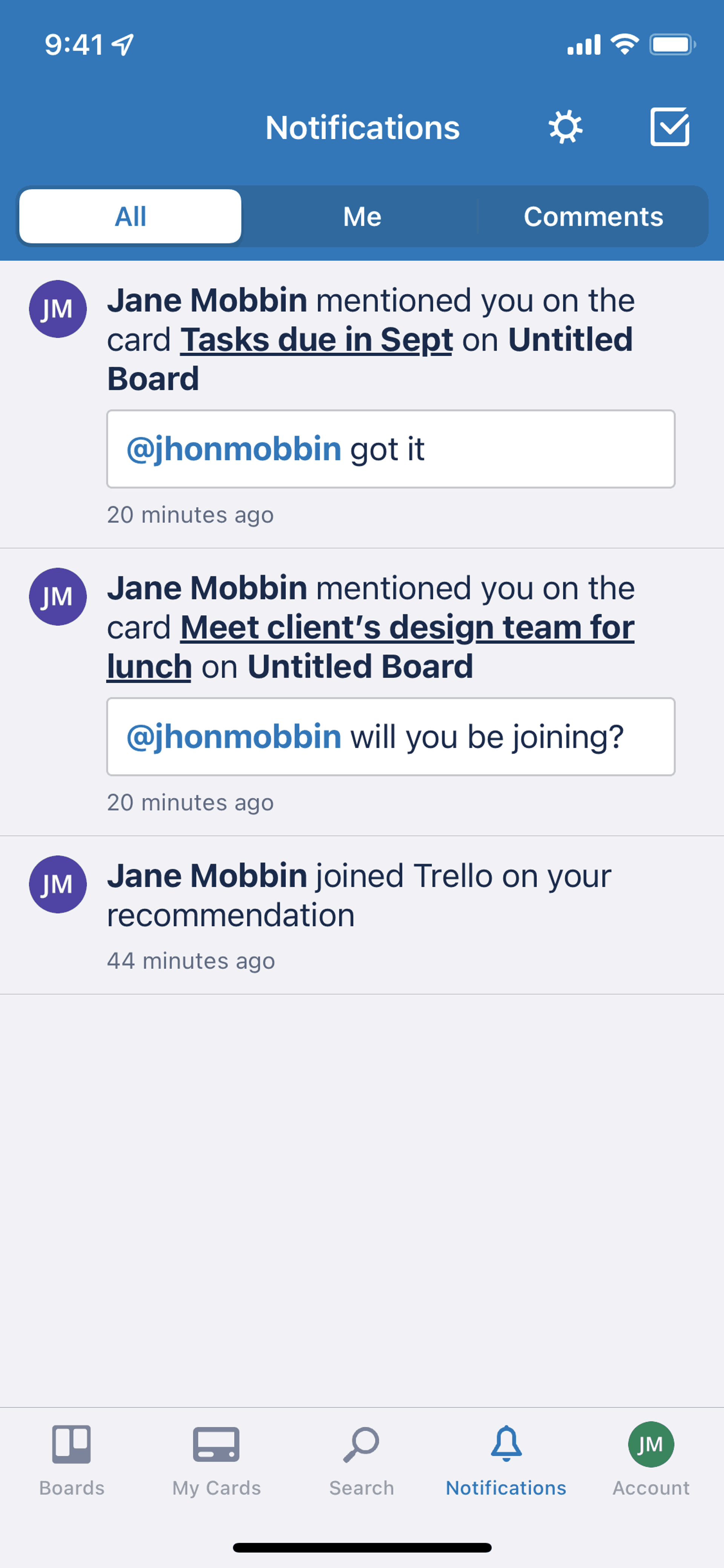 Trello iOS Business interface screenshot 4
