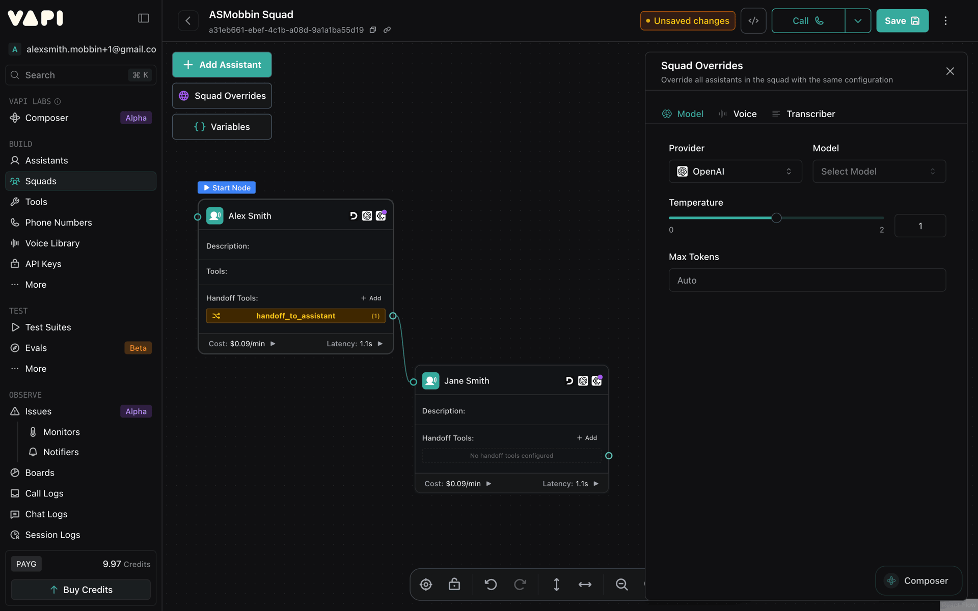 Vapi Web AI interface screenshot 2