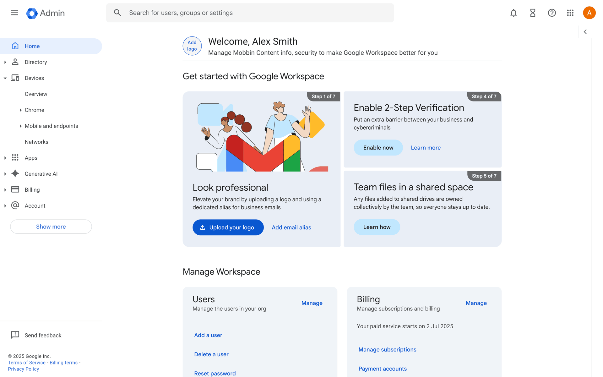 Google Workspace Web Business interface screenshot 21