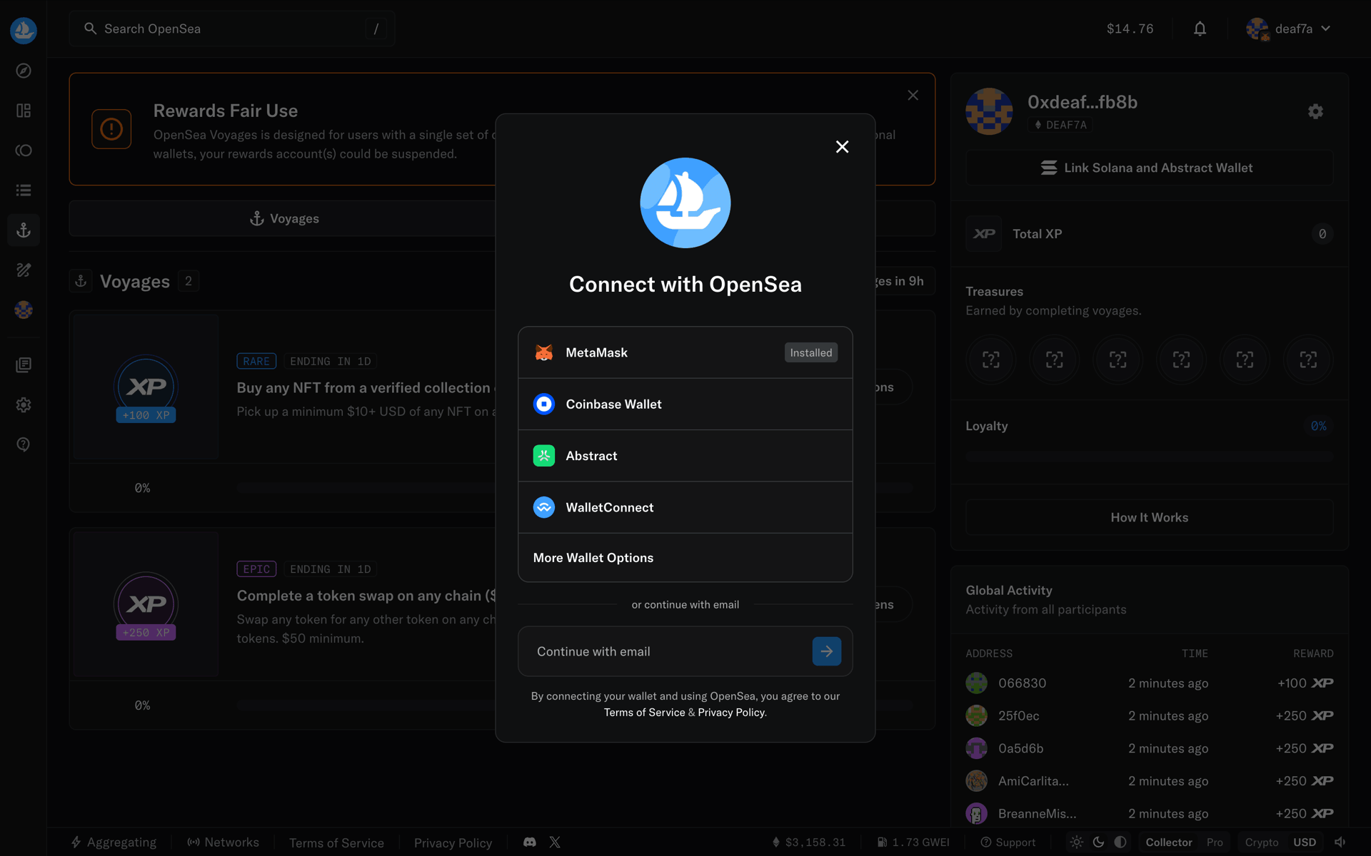 OpenSea Web Crypto & Web3 interface screenshot 8