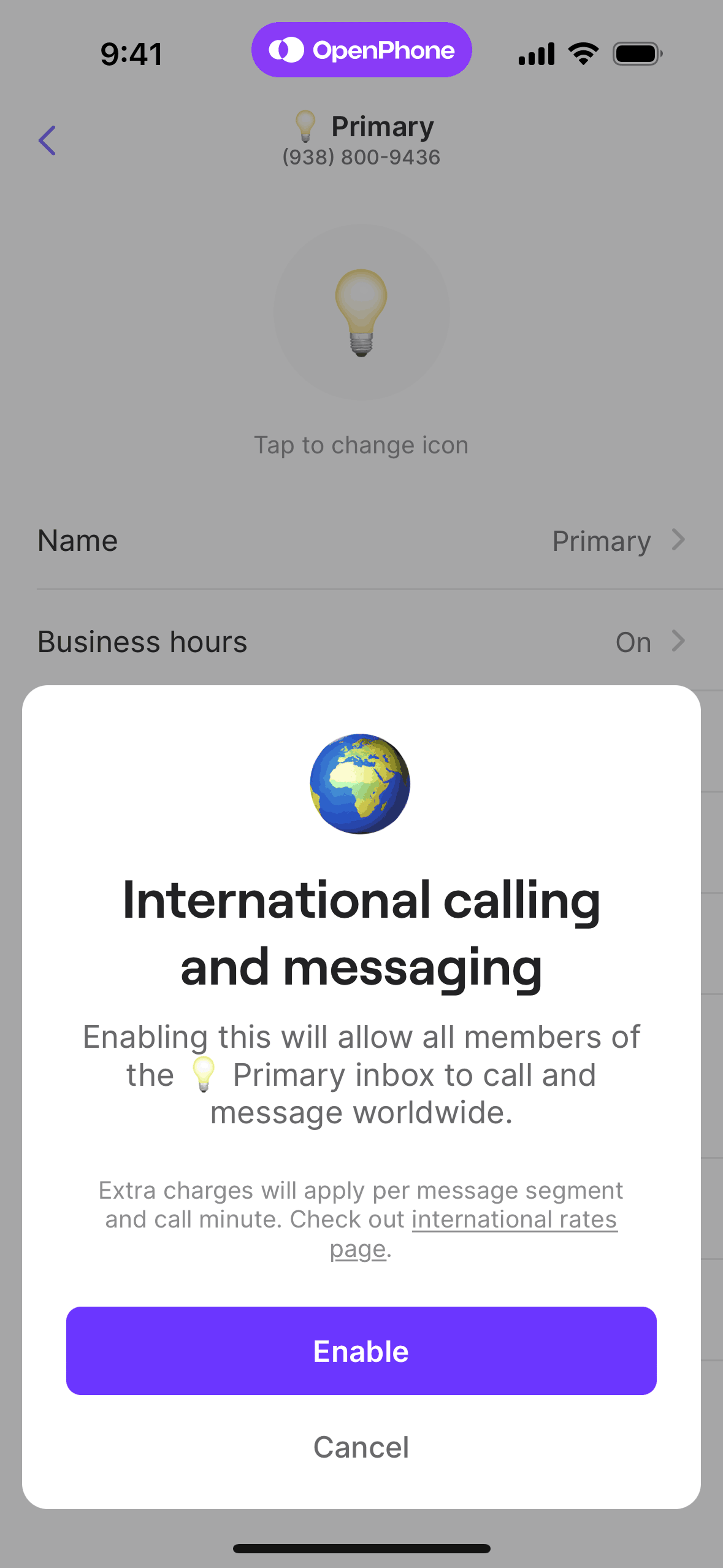 OpenPhone iOS Business interface screenshot 17