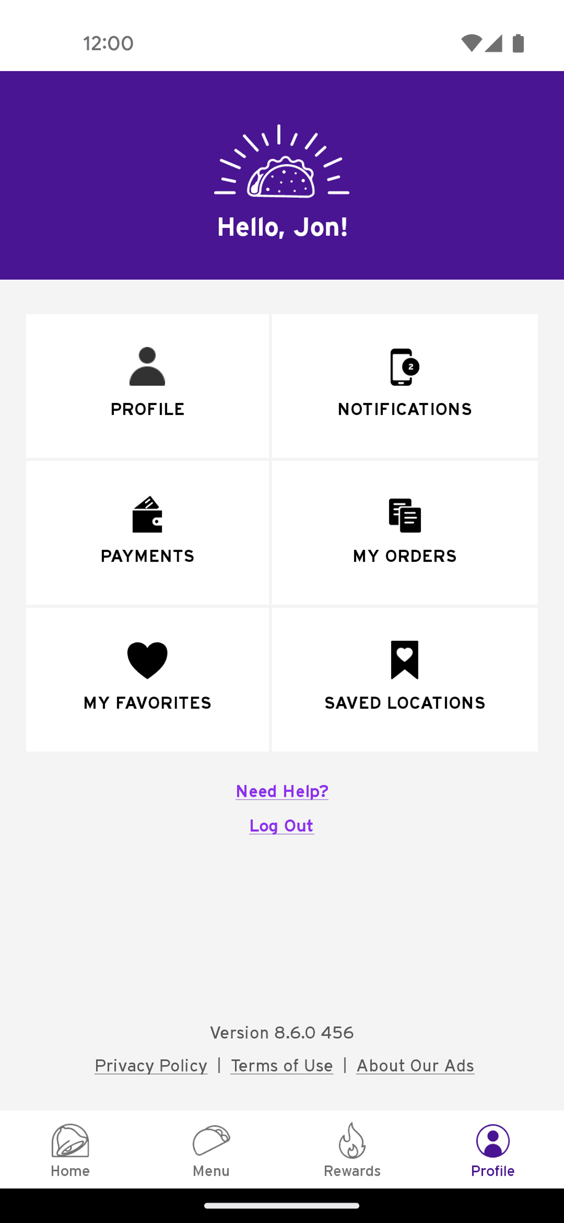 Taco Bell Android Food & Drink interface screenshot 3