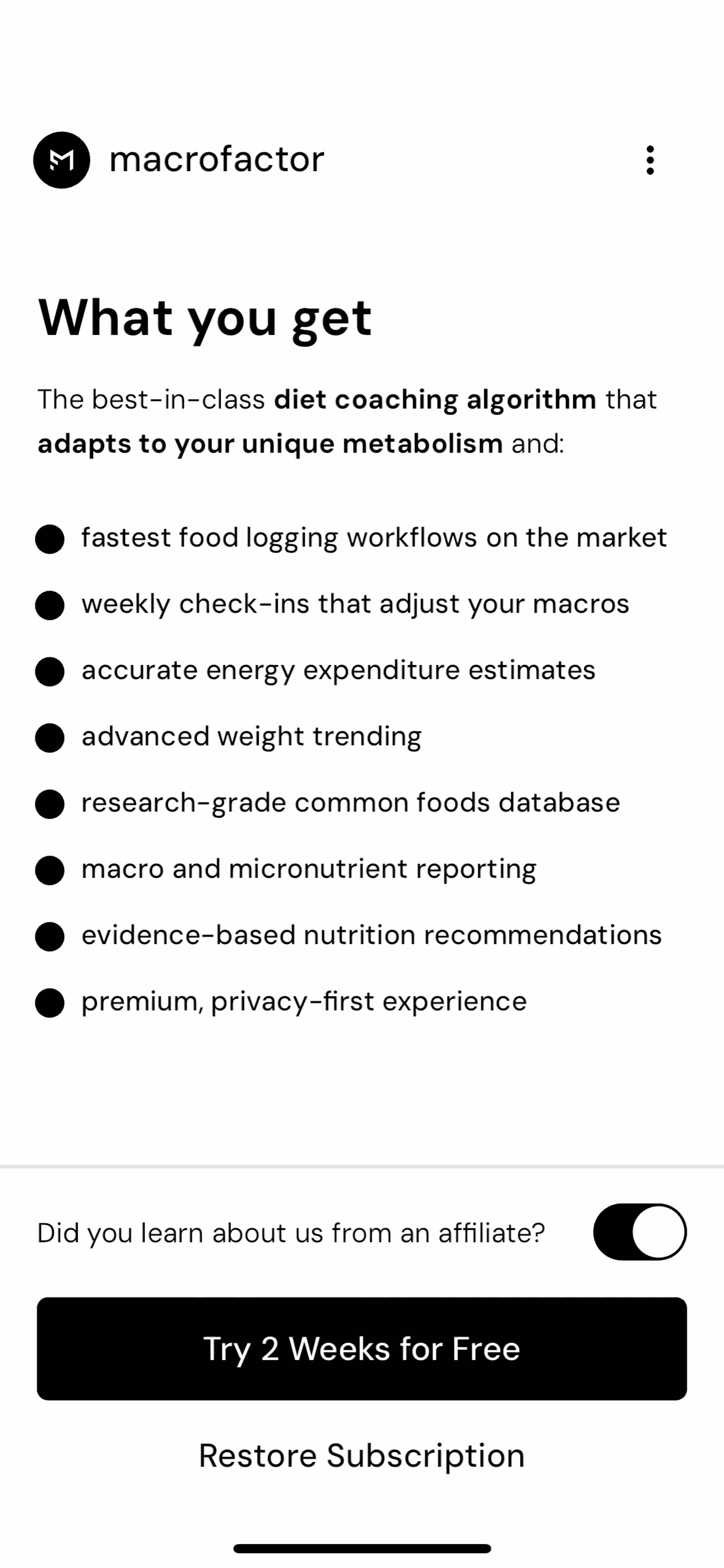 MacroFactor iOS Health & Fitness interface screenshot 13