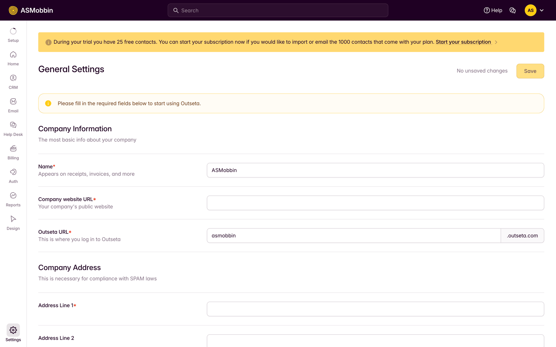 Outseta Web Business interface screenshot 16