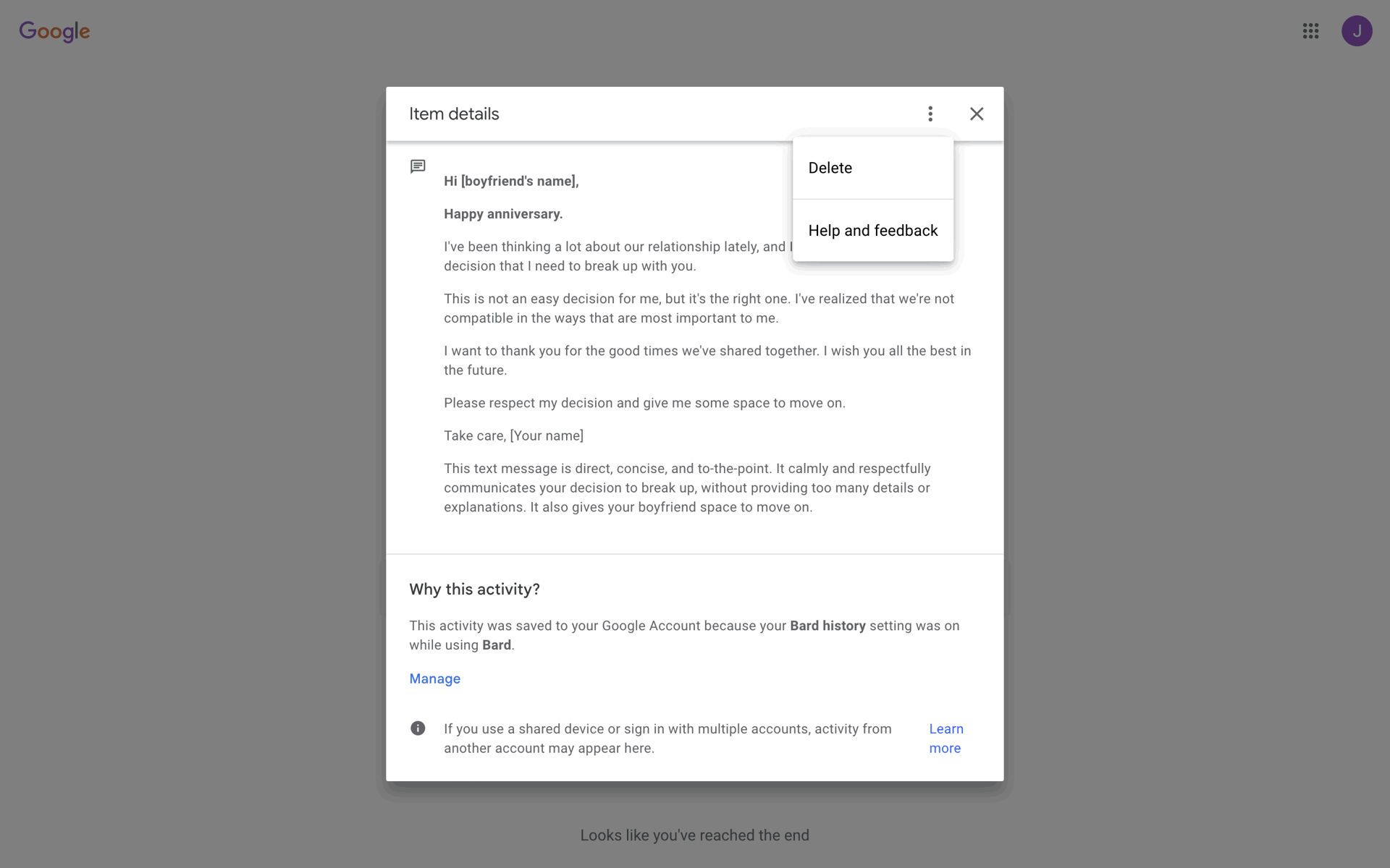Bard Web AI interface screenshot 7