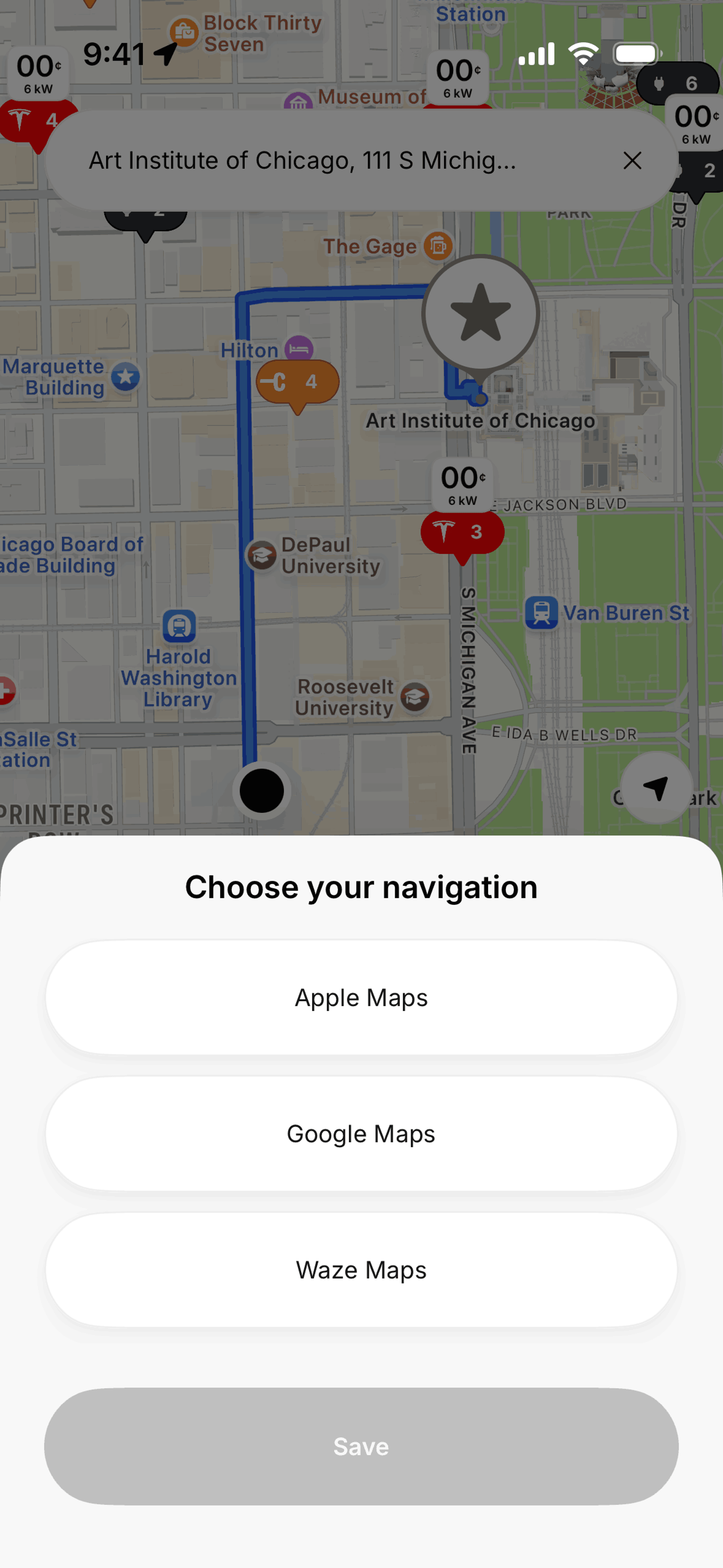 Pangea Charging iOS Maps & Navigation interface screenshot 17