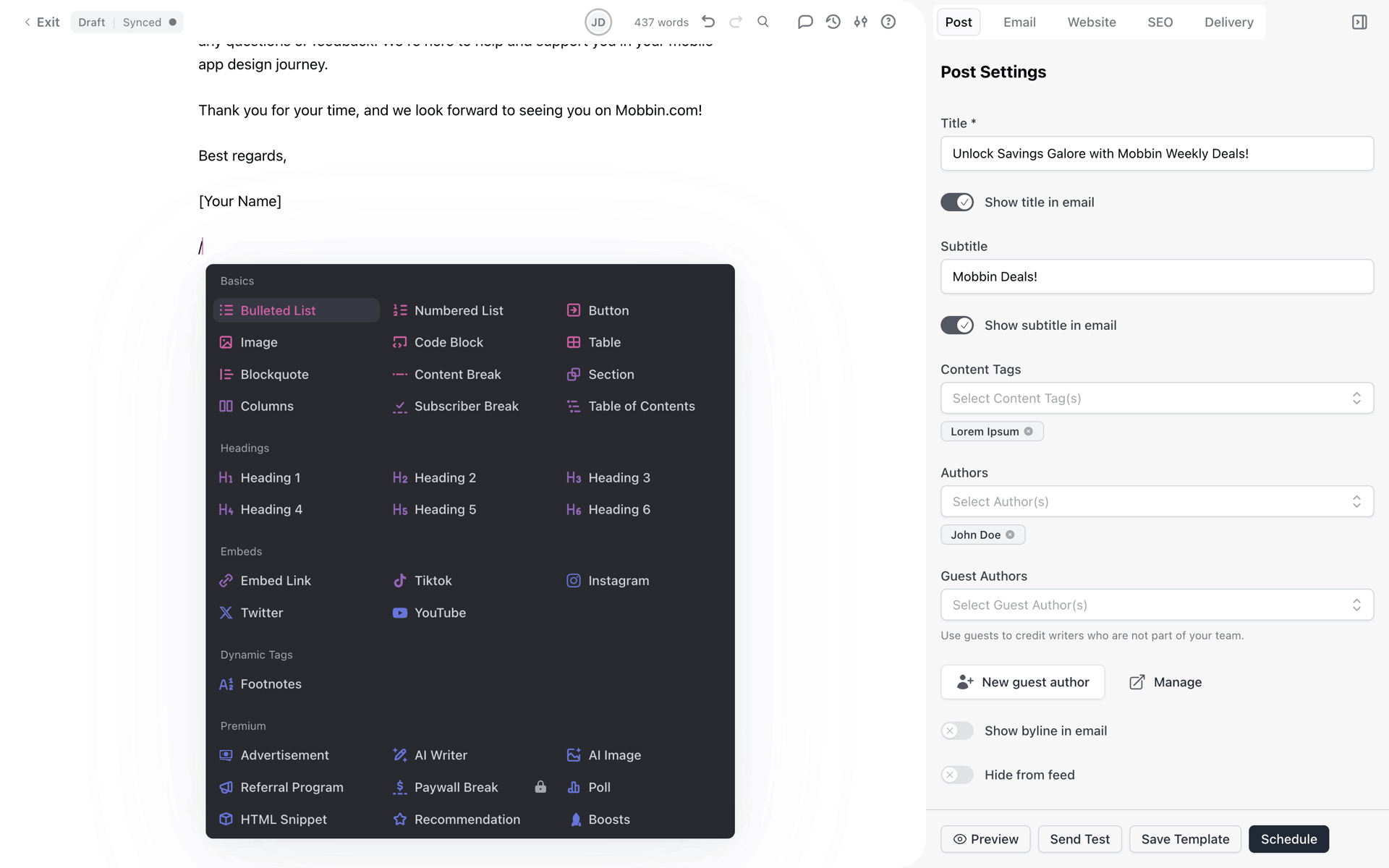 beehiiv Web Business interface screenshot 16