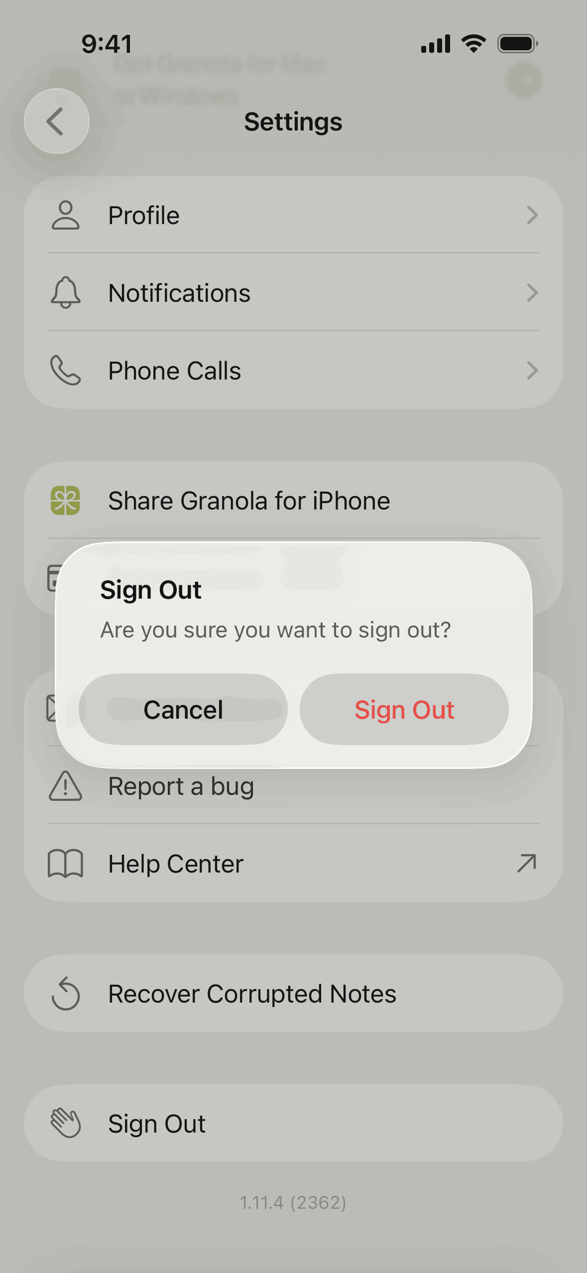 Granola iOS Granola interface screenshot 8