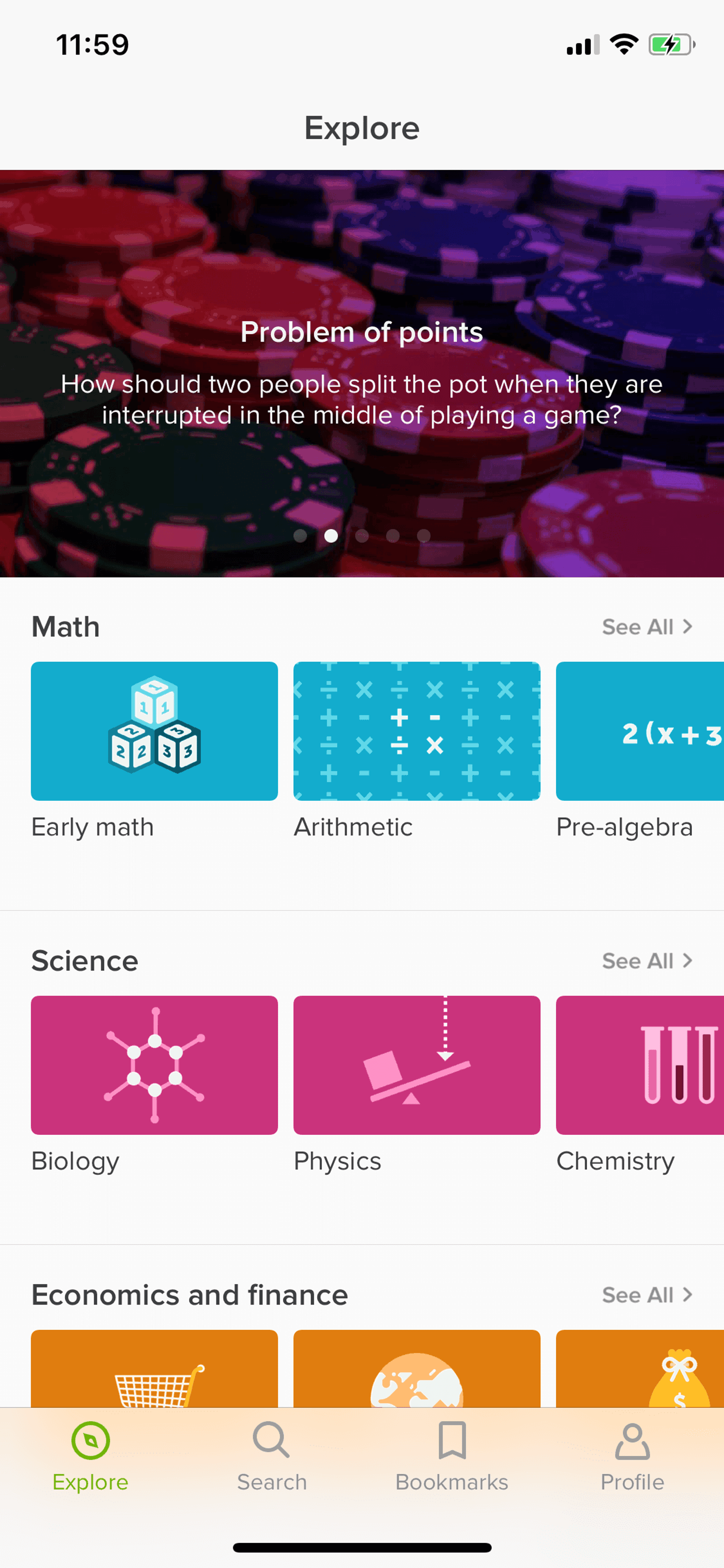 Khan Academy iOS Education interface screenshot 2