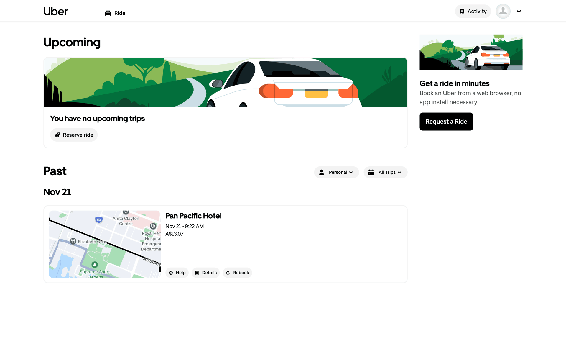 Uber Web Travel & Transportation interface screenshot 9