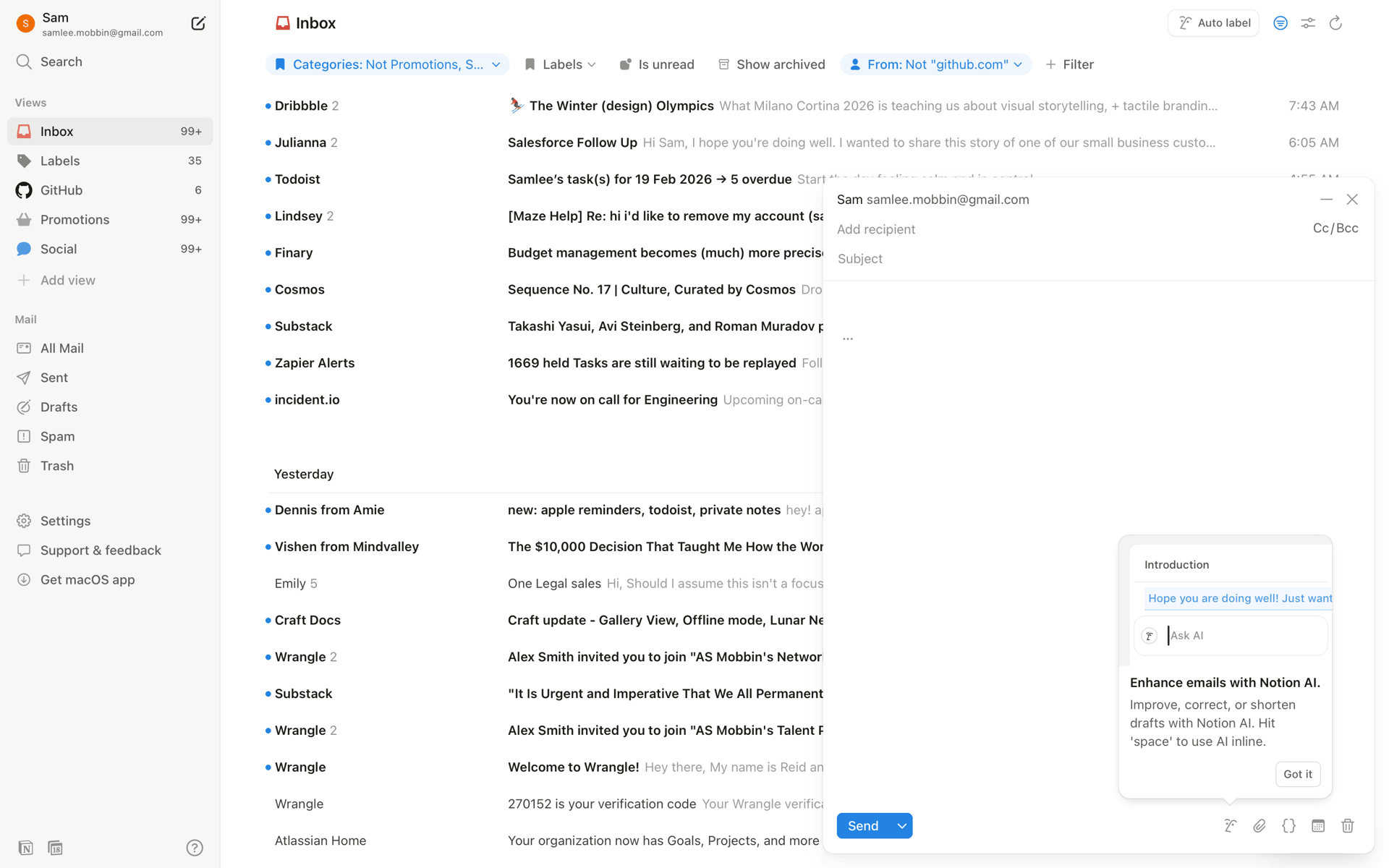 Notion Mail Web Productivity interface screenshot 19