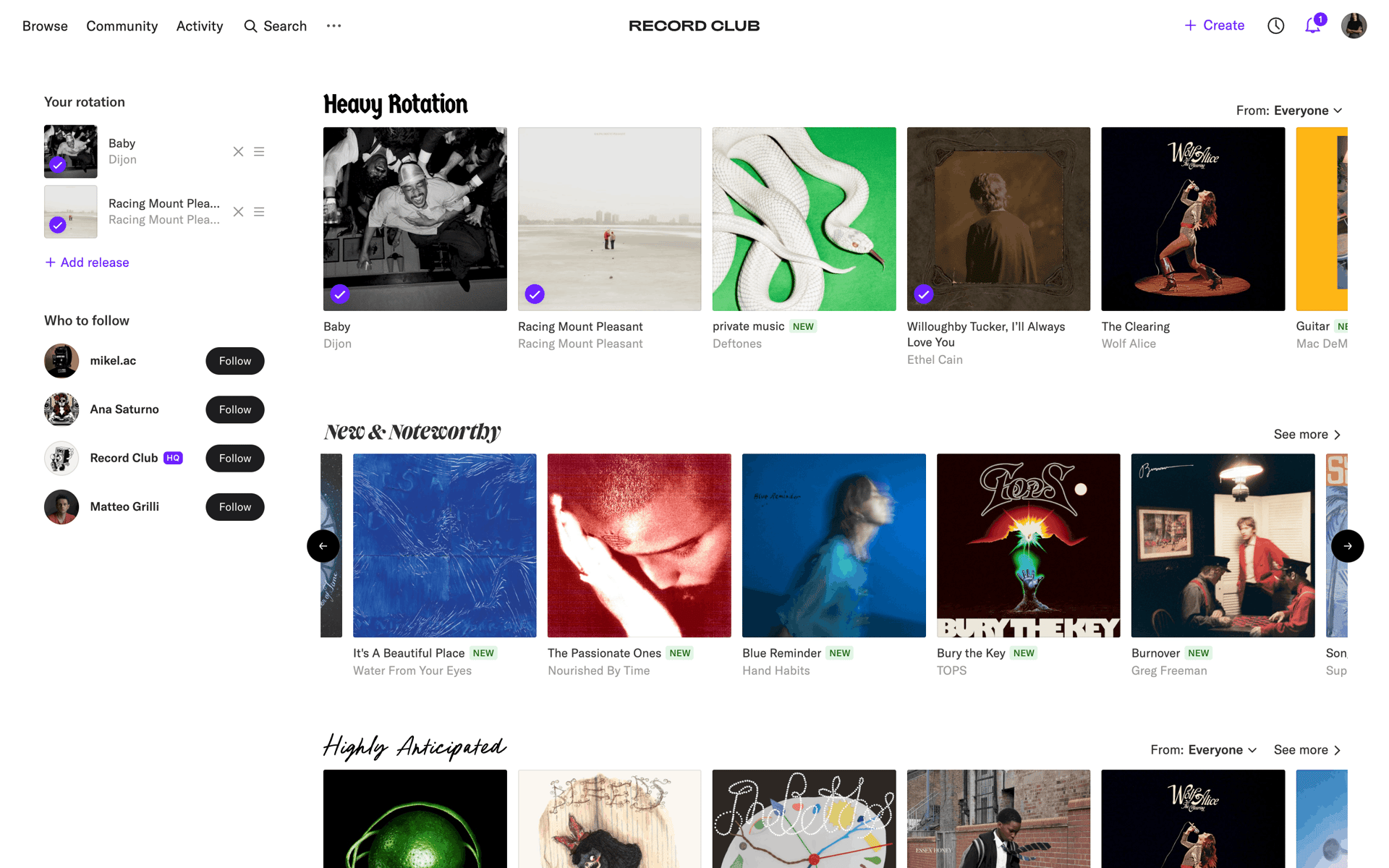 Record Club Web Music & Audio interface screenshot 5