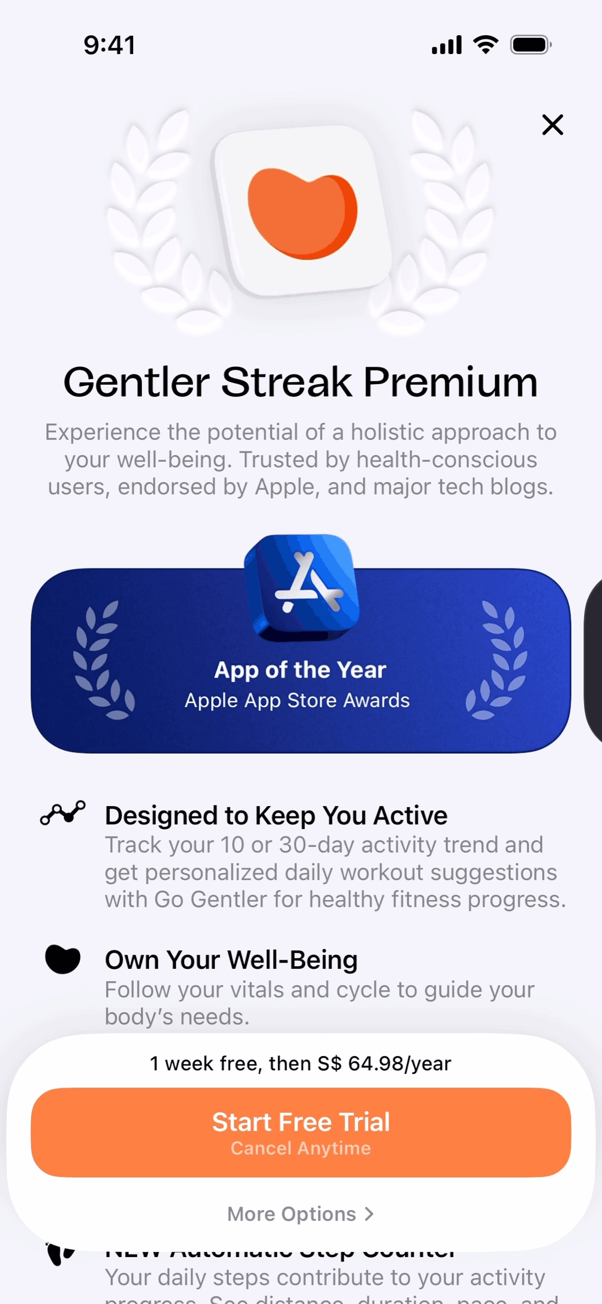 Gentler Streak iOS Health & Fitness interface screenshot 19