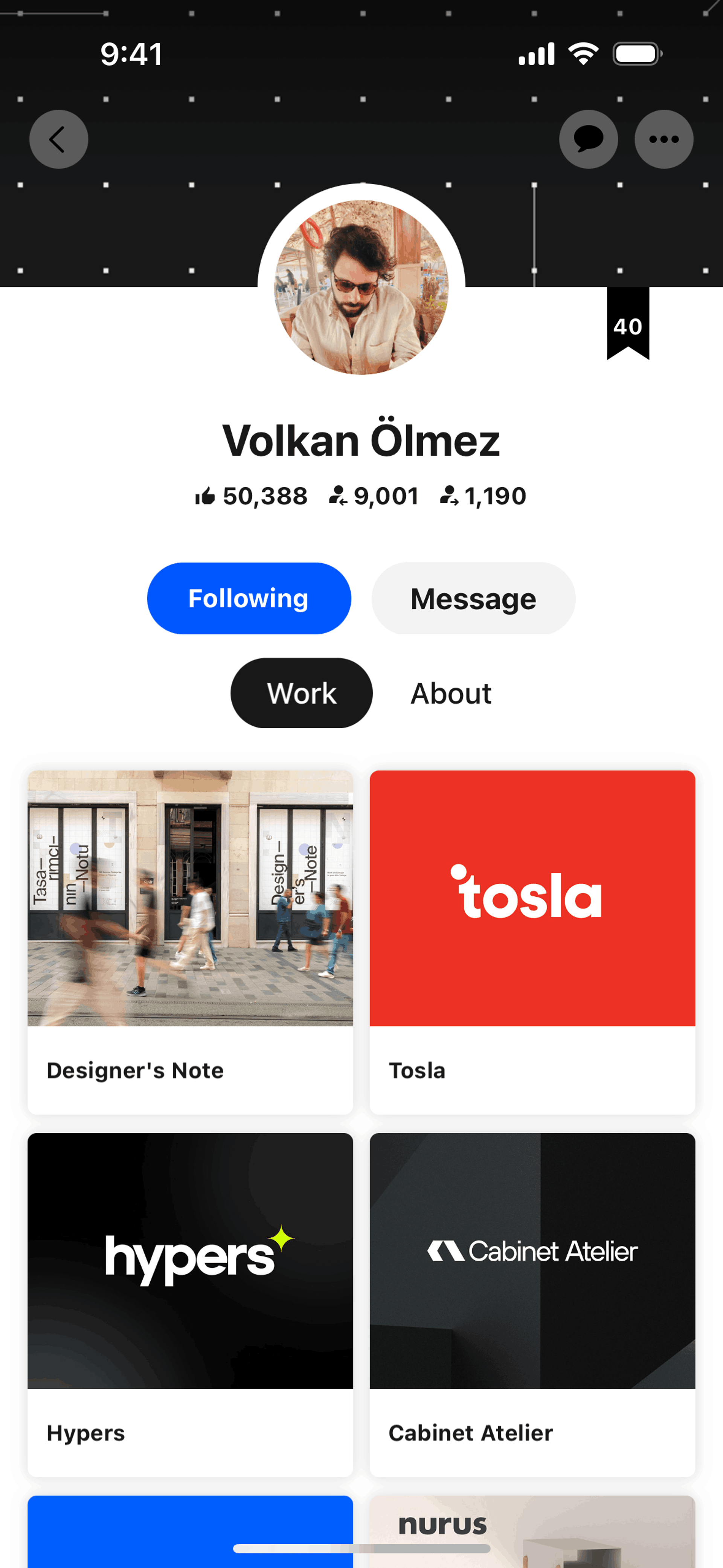 Behance iOS Social Networking interface screenshot 23