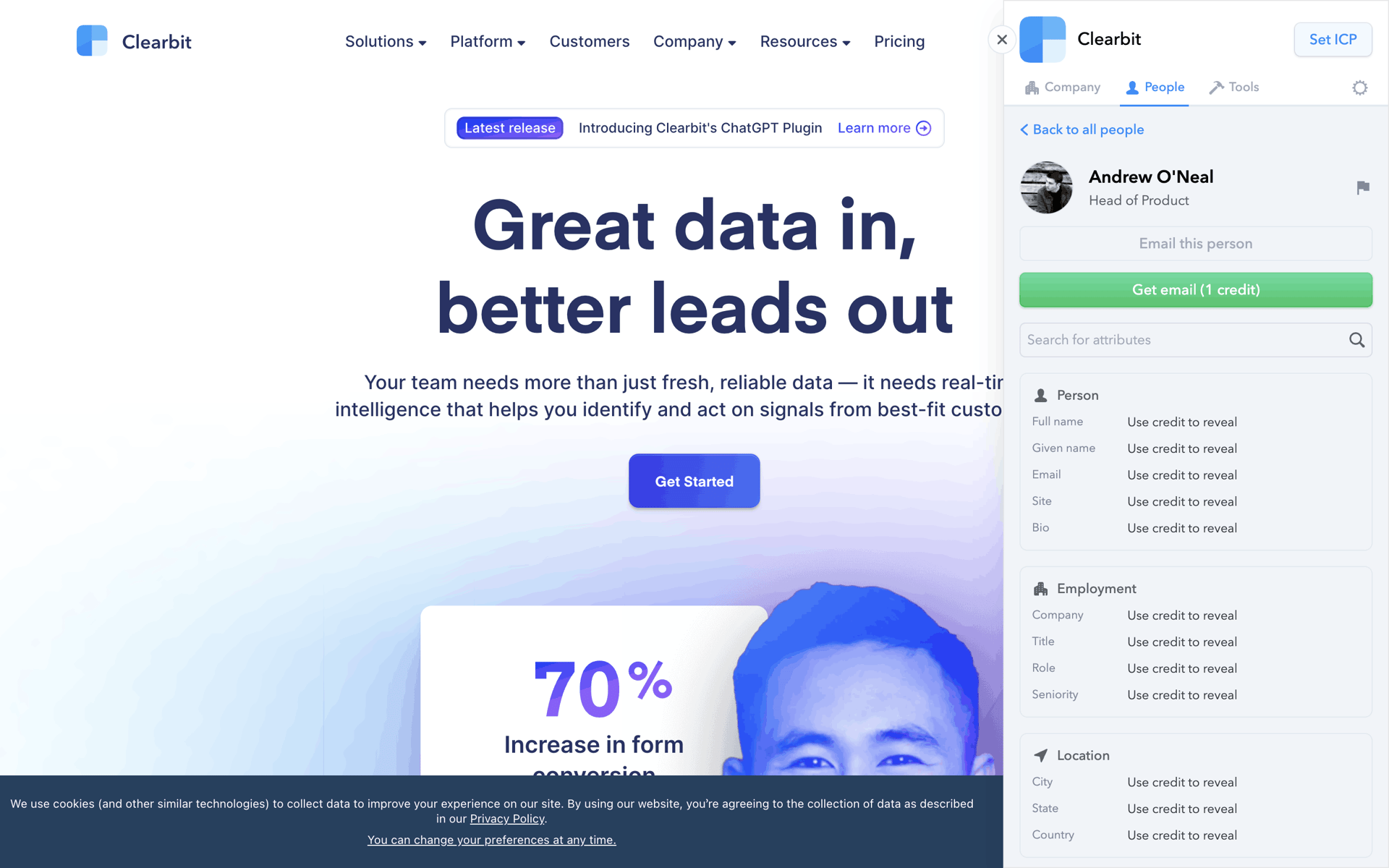 Clearbit Web Business interface screenshot 12
