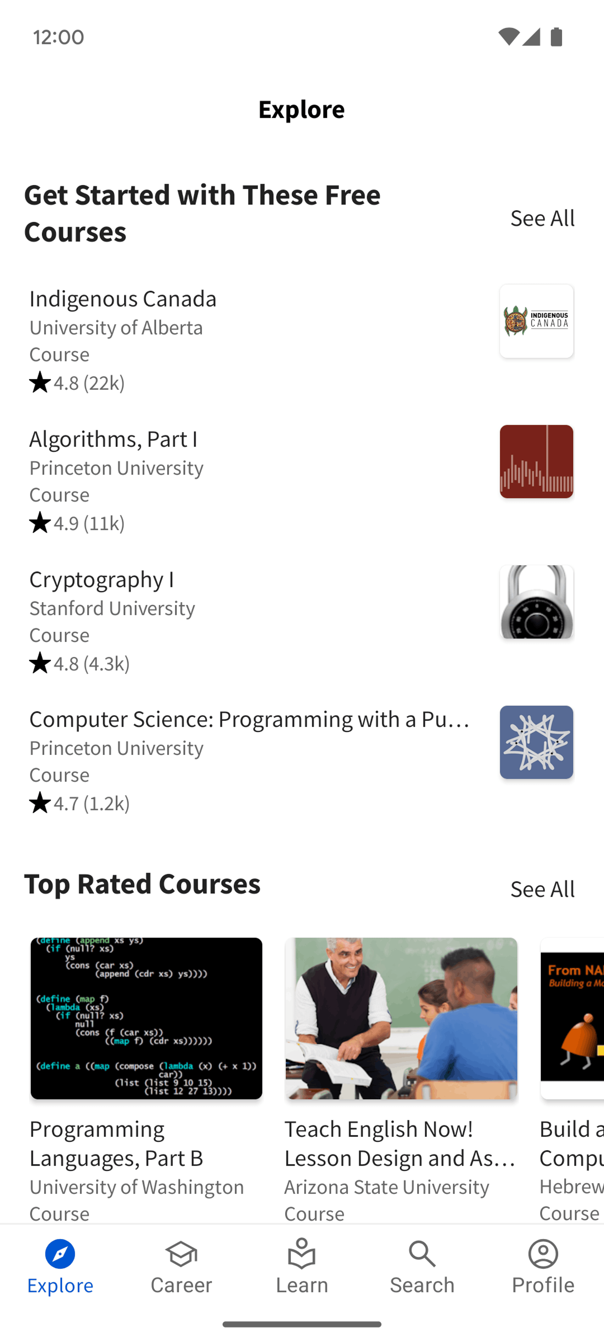 Coursera Android Education interface screenshot 4