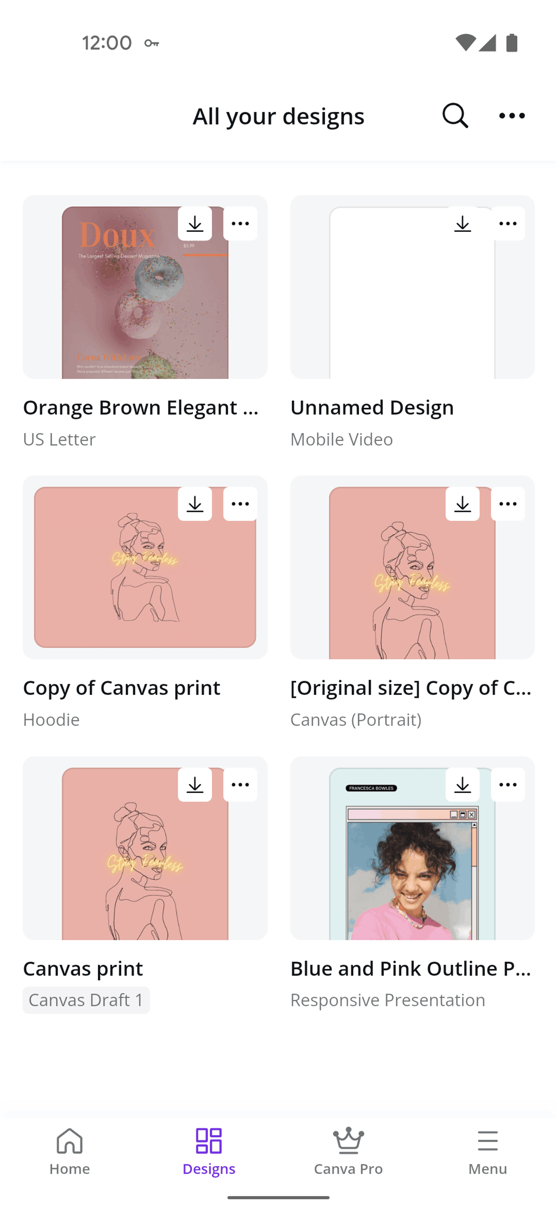 Canva Android Photo & Video interface screenshot 2