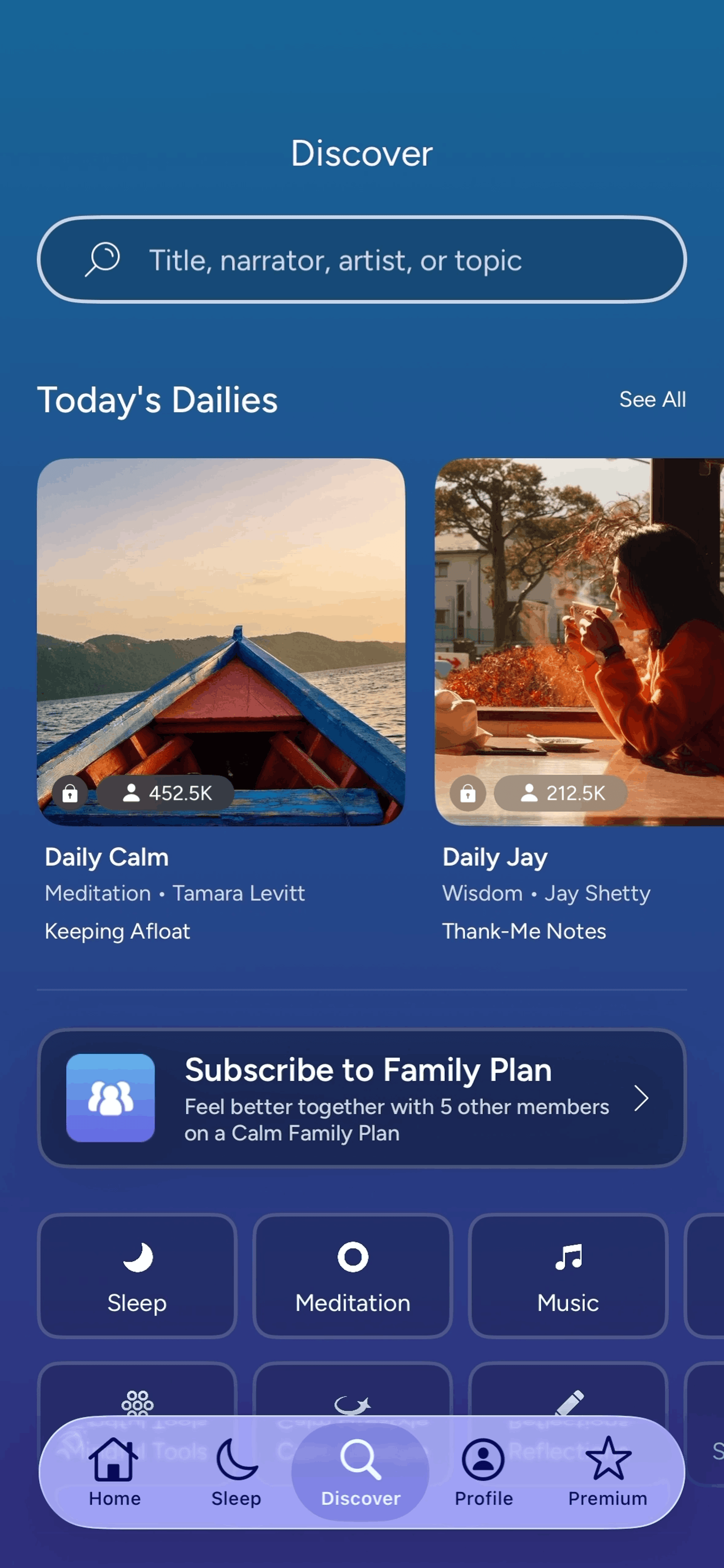 Calm iOS Health & Fitness interface screenshot 5