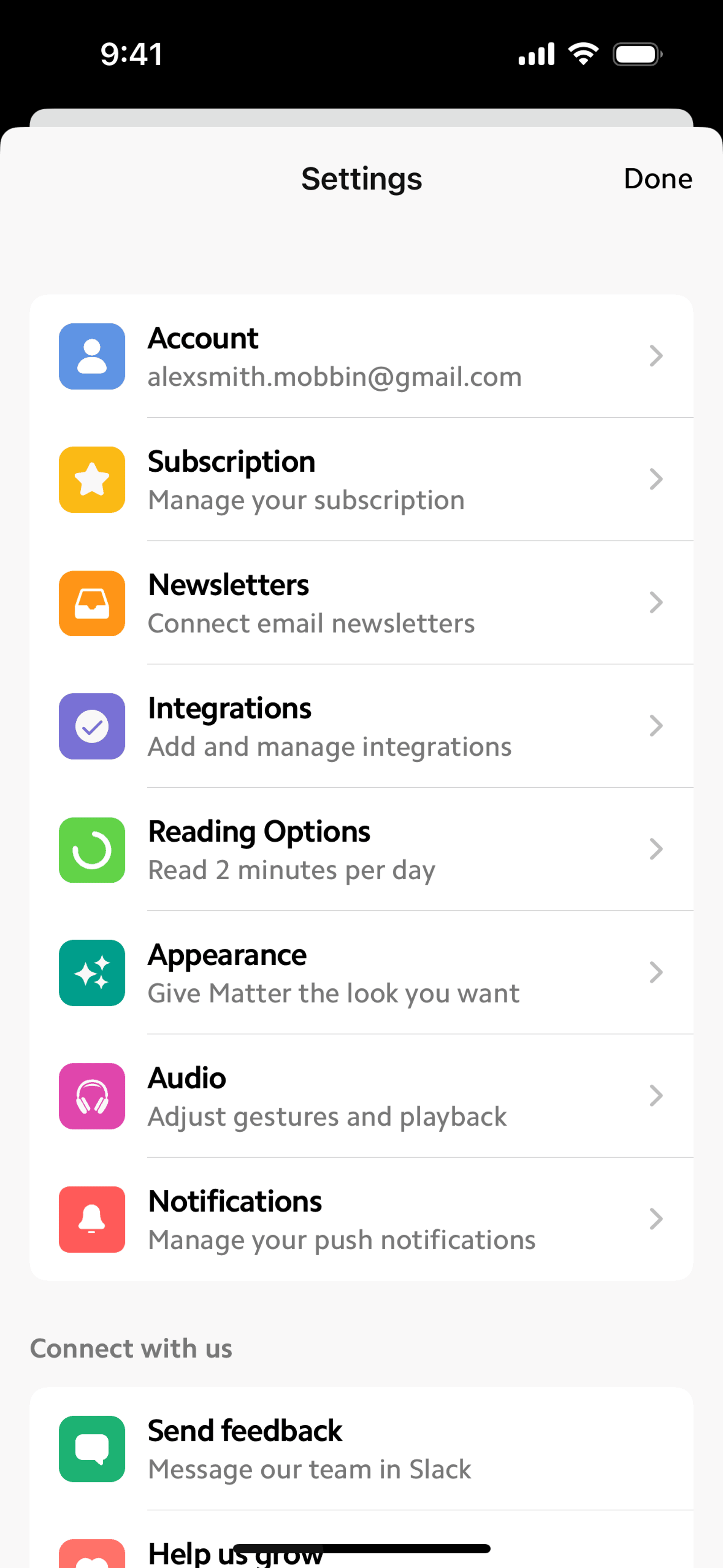 Matter iOS Reference interface screenshot 16