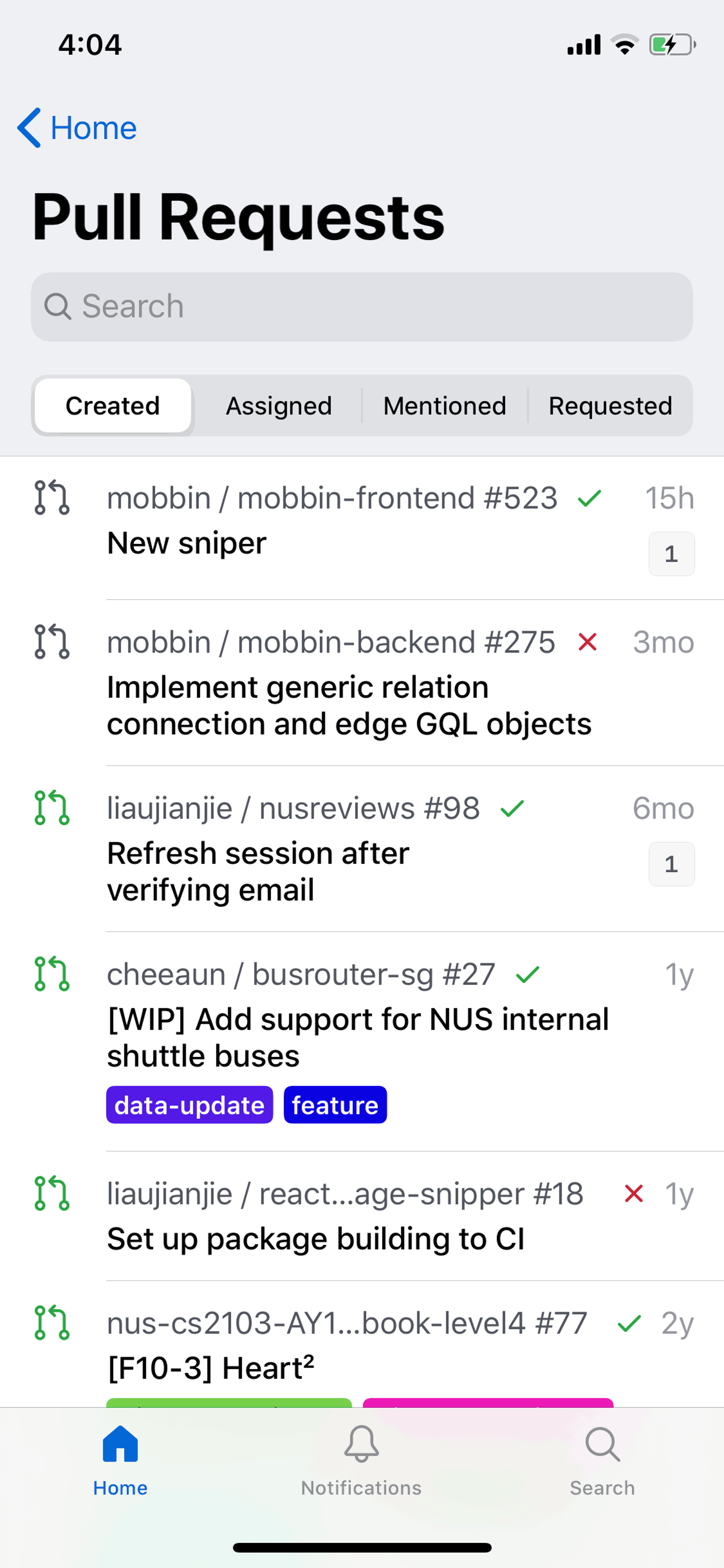 GitHub iOS Developer Tools interface screenshot 22