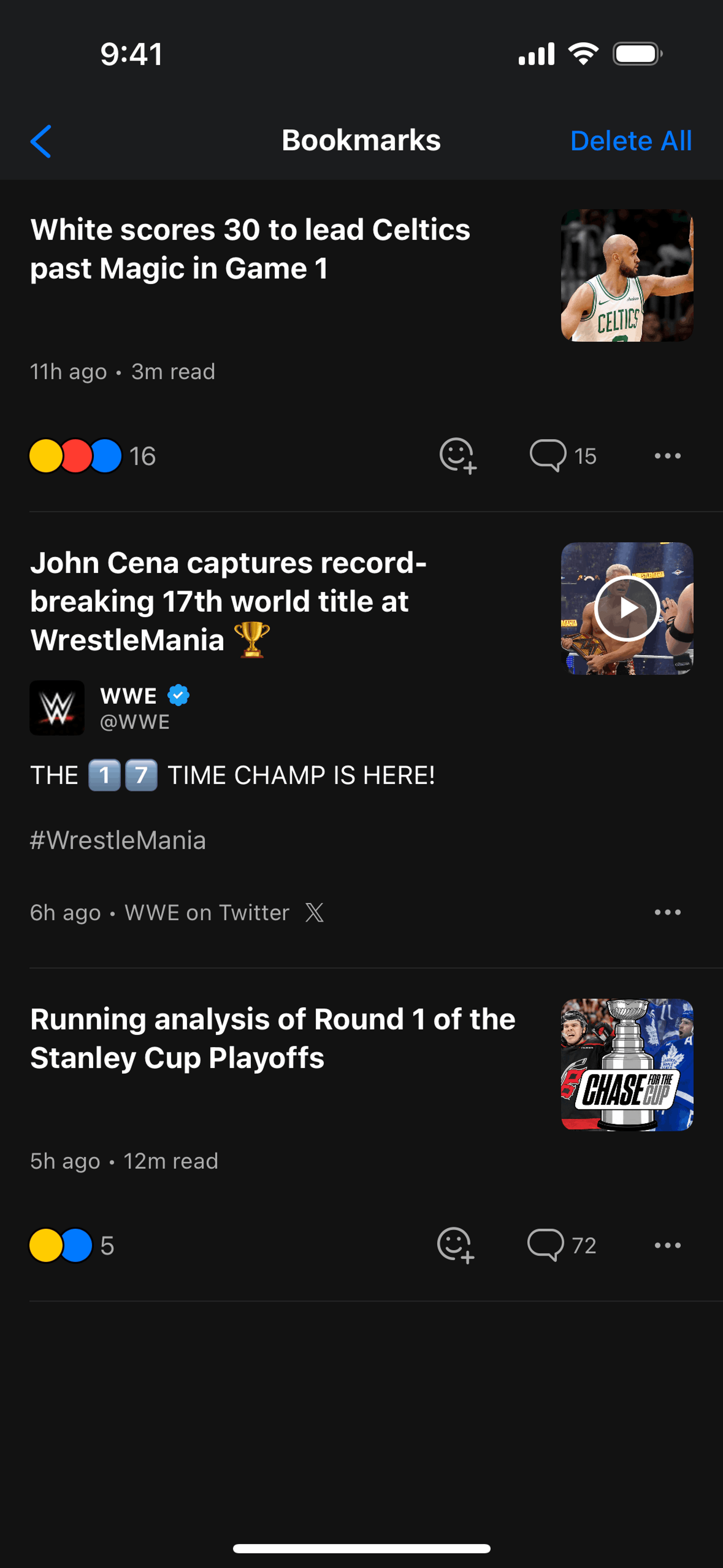 theScore iOS Sports interface screenshot 10