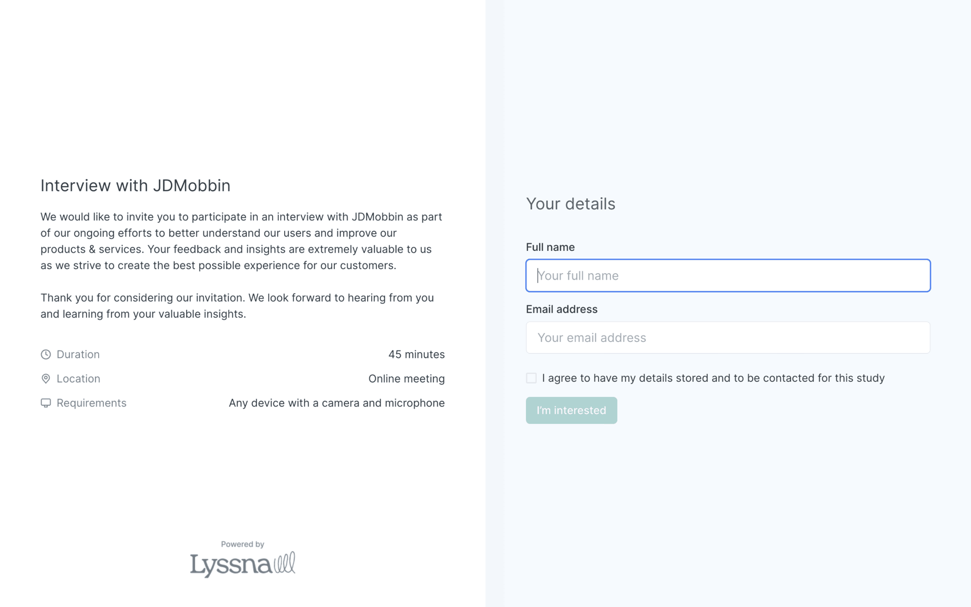 Lyssna Web Business interface screenshot 4