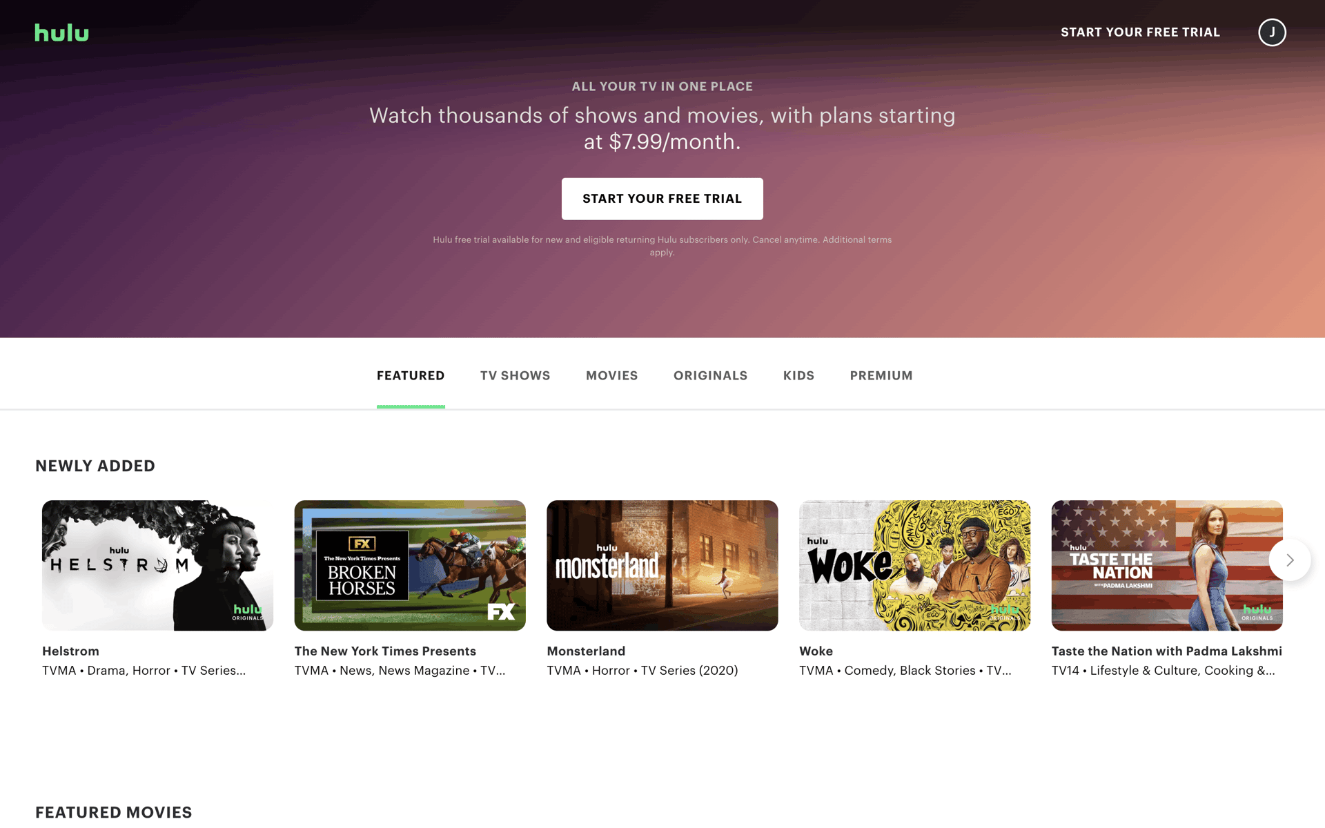 Hulu Web Entertainment interface screenshot 17