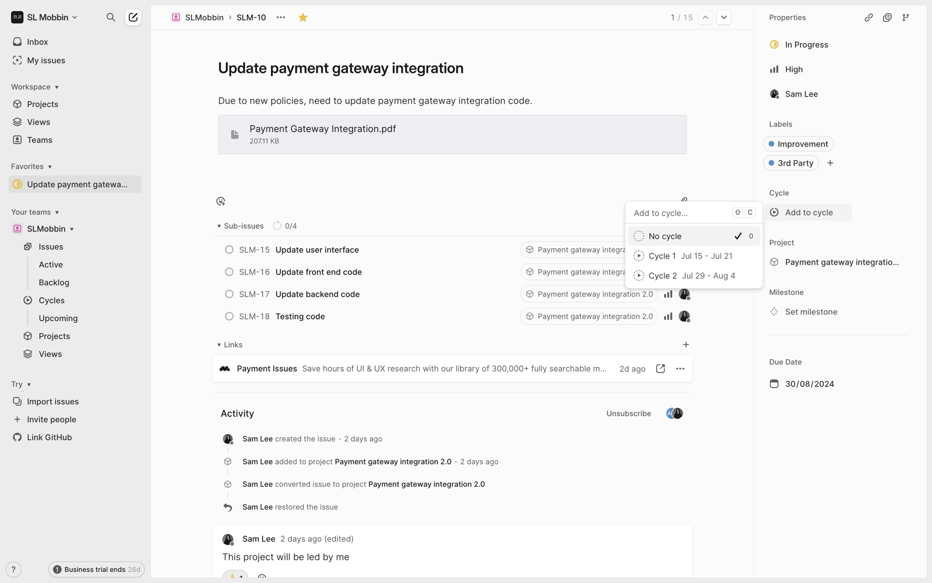 Linear Web Developer Tools interface screenshot 18