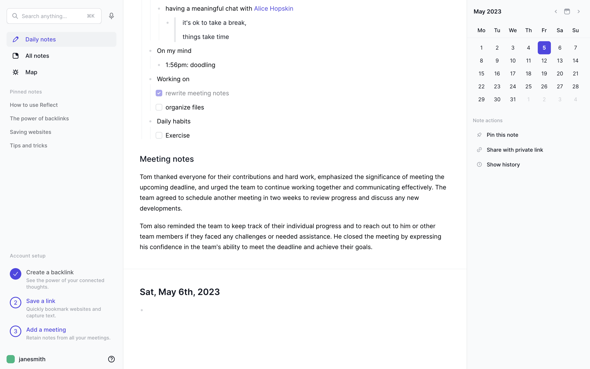 Reflect Web AI interface screenshot 7