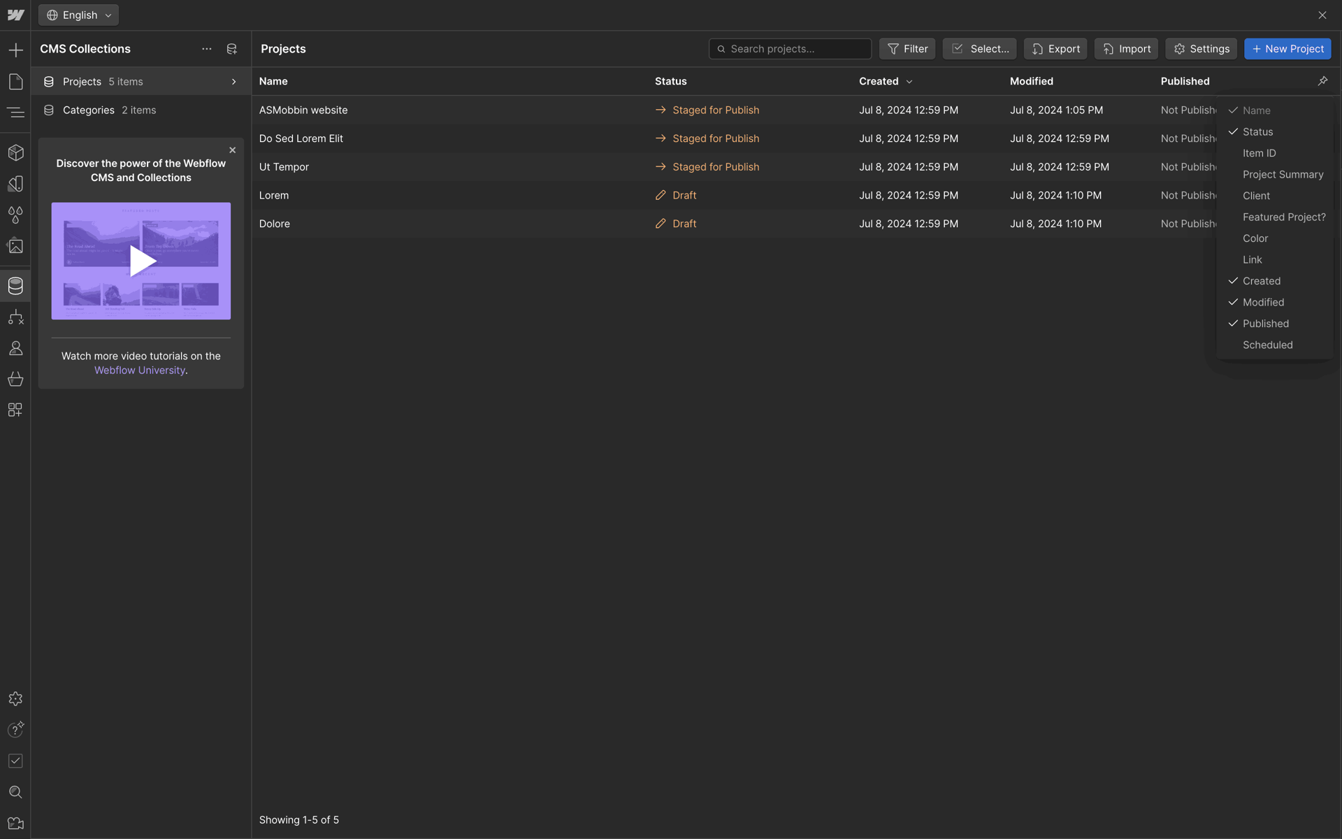Webflow Web Productivity interface screenshot 20