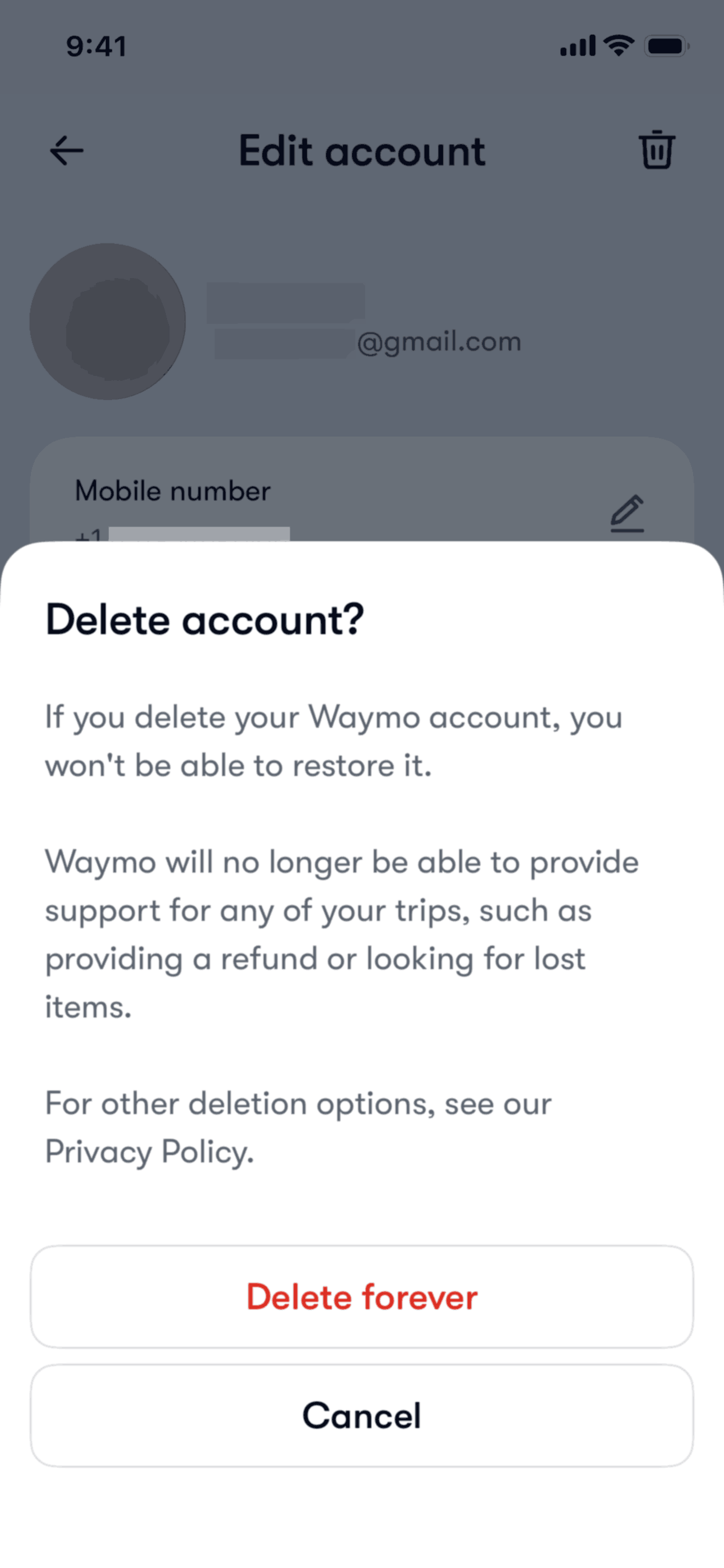 Waymo iOS Travel & Transportation interface screenshot 7