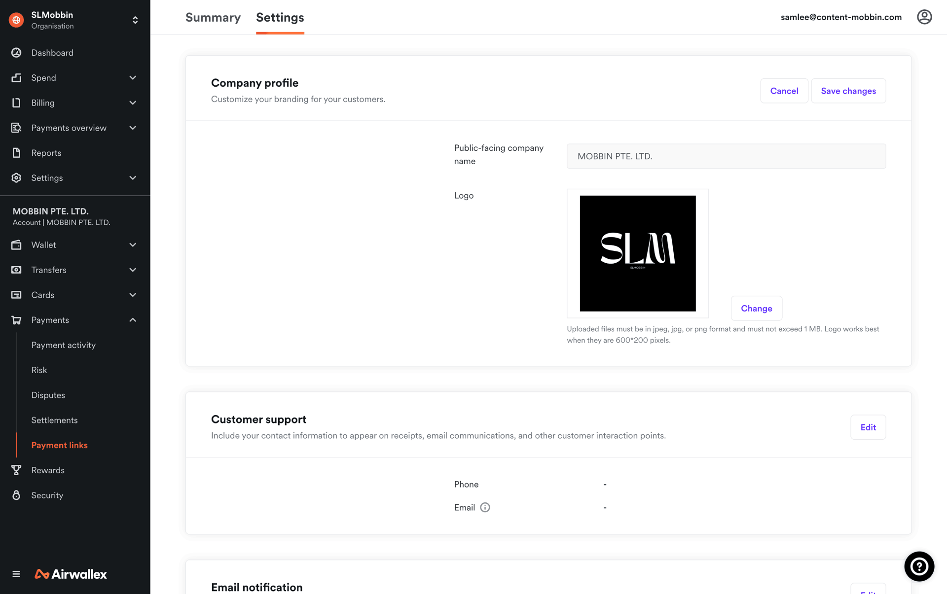 Airwallex Web Finance interface screenshot 4