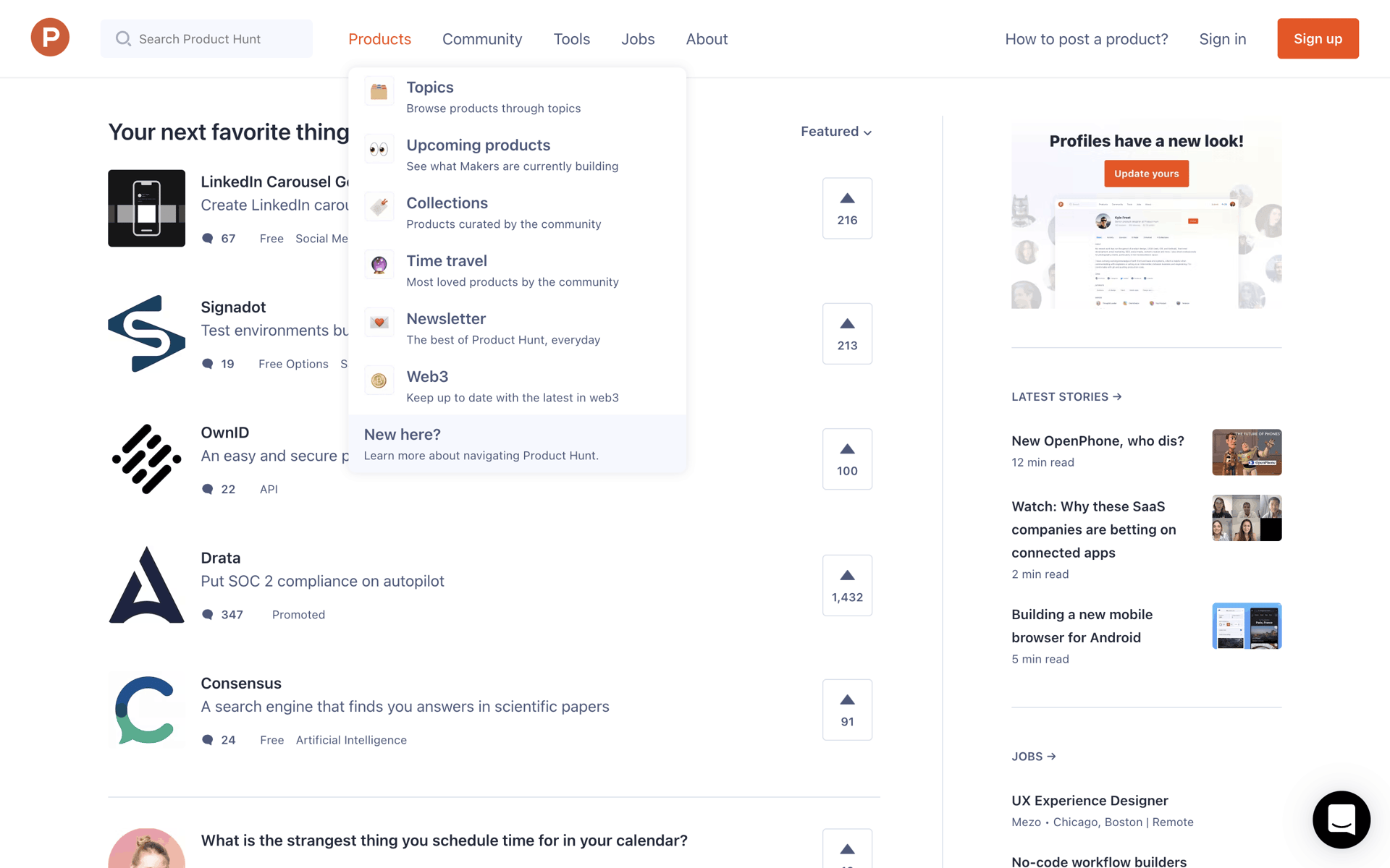 Product Hunt Web Business interface screenshot 5
