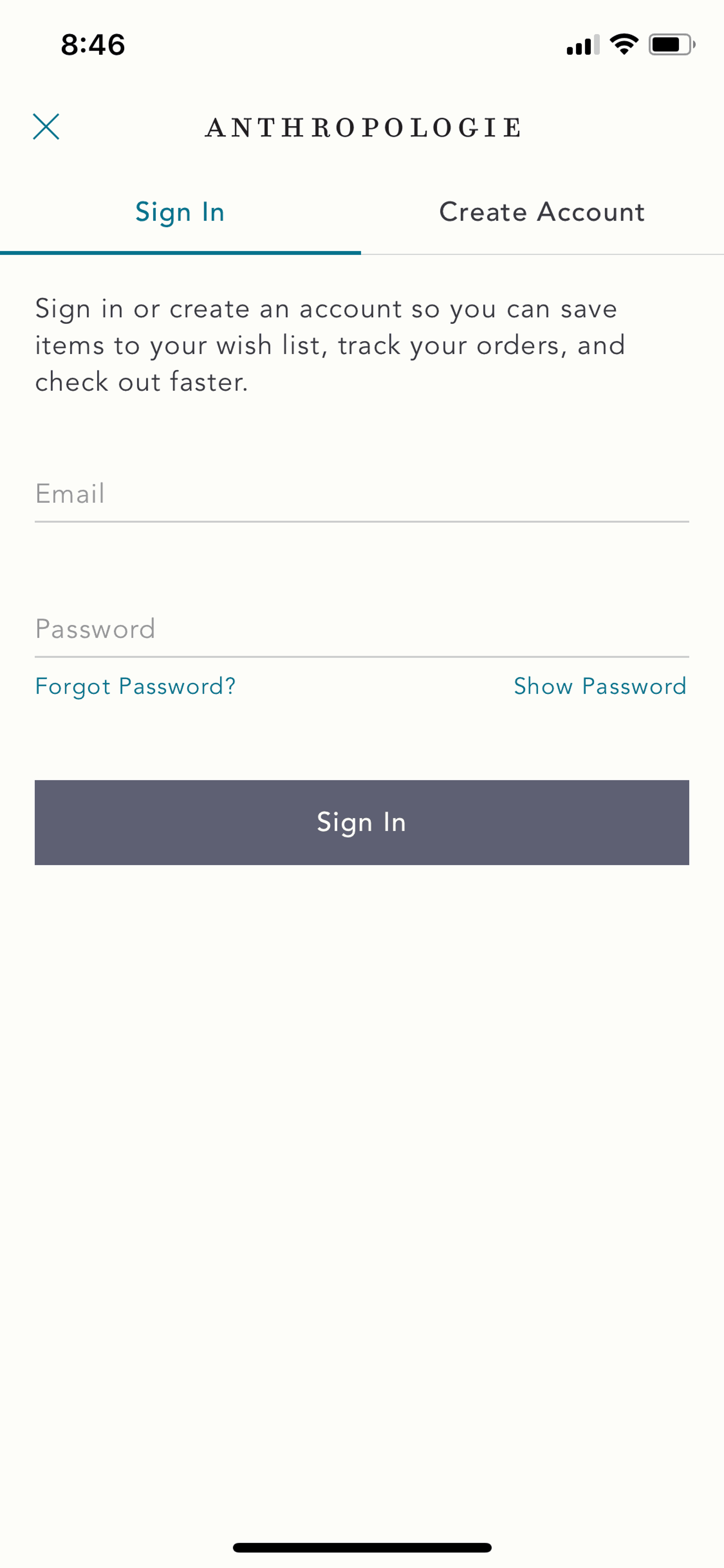 Anthropologie iOS Shopping interface screenshot 3