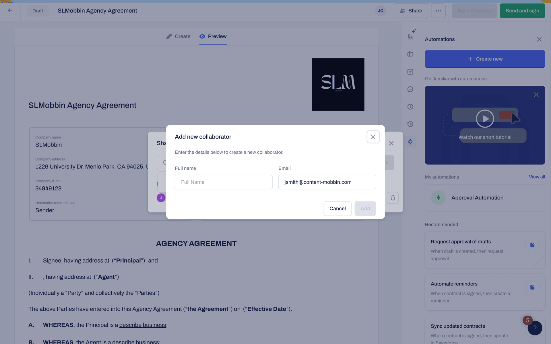 Contractbook Web Business interface screenshot 15